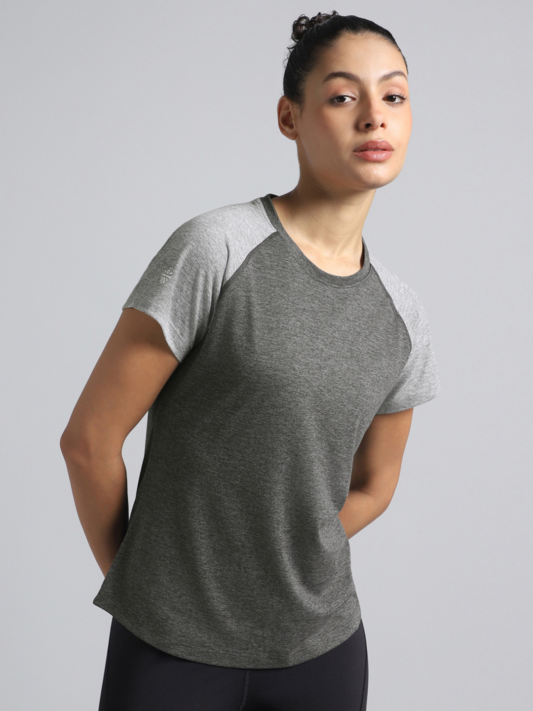 CULT Women Grey Active COMFORtech Colorblock T-shirt