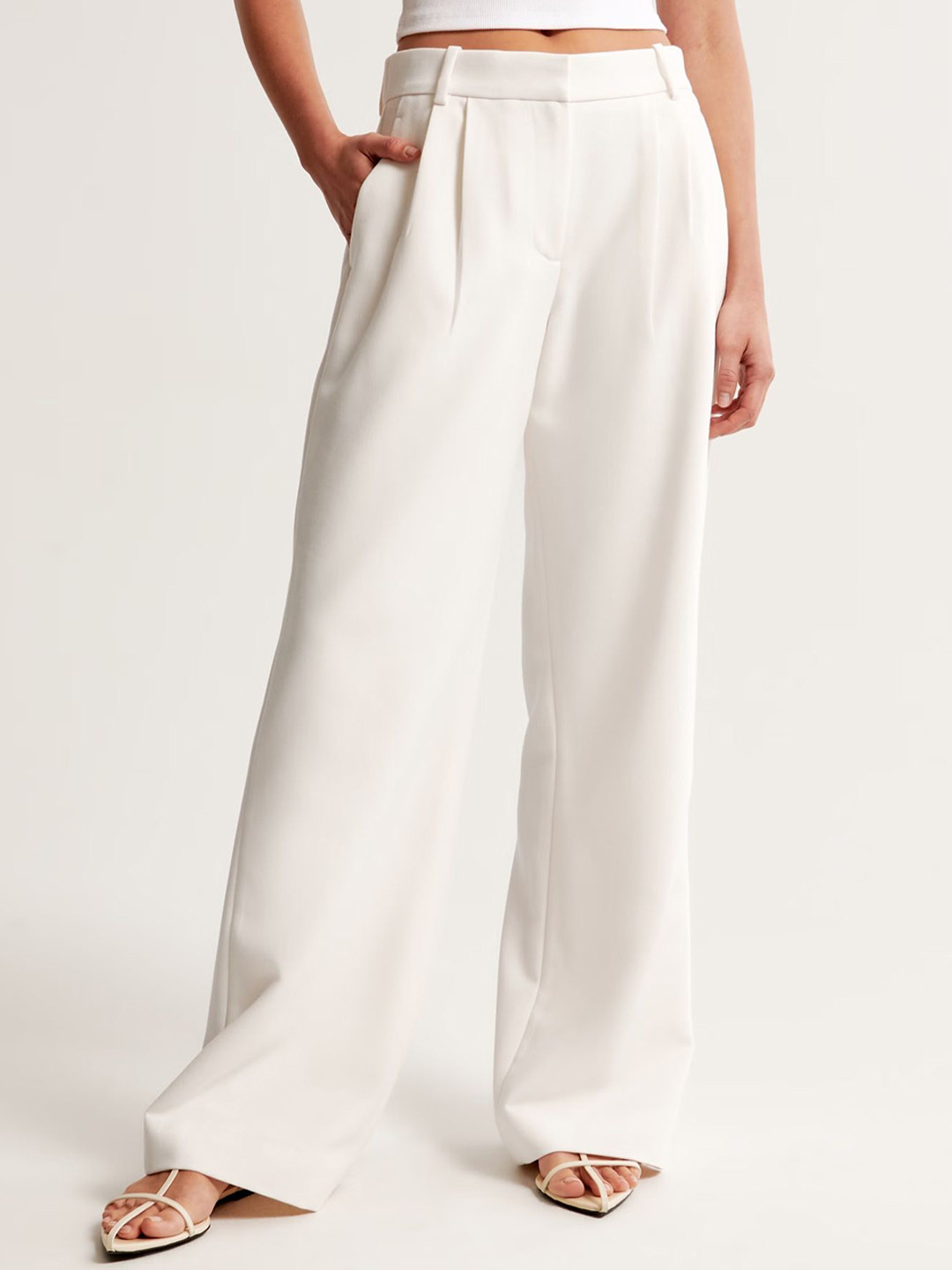 FNOCKS Women Comfort Wide Leg Mid-Rise Pleated Formal Korean Pants