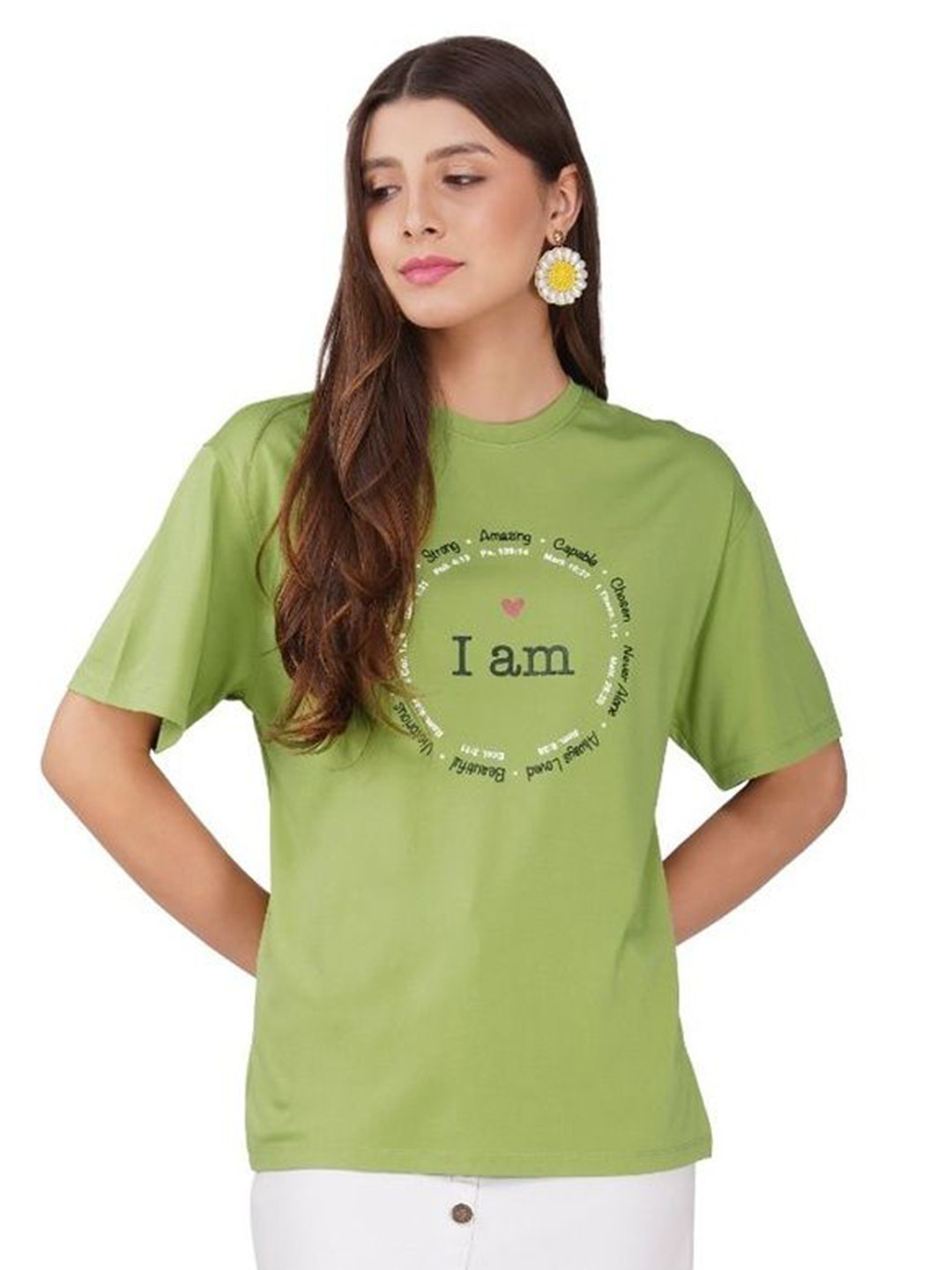 VERMELLO Typography Printed Round Neck Cotton T-shirt