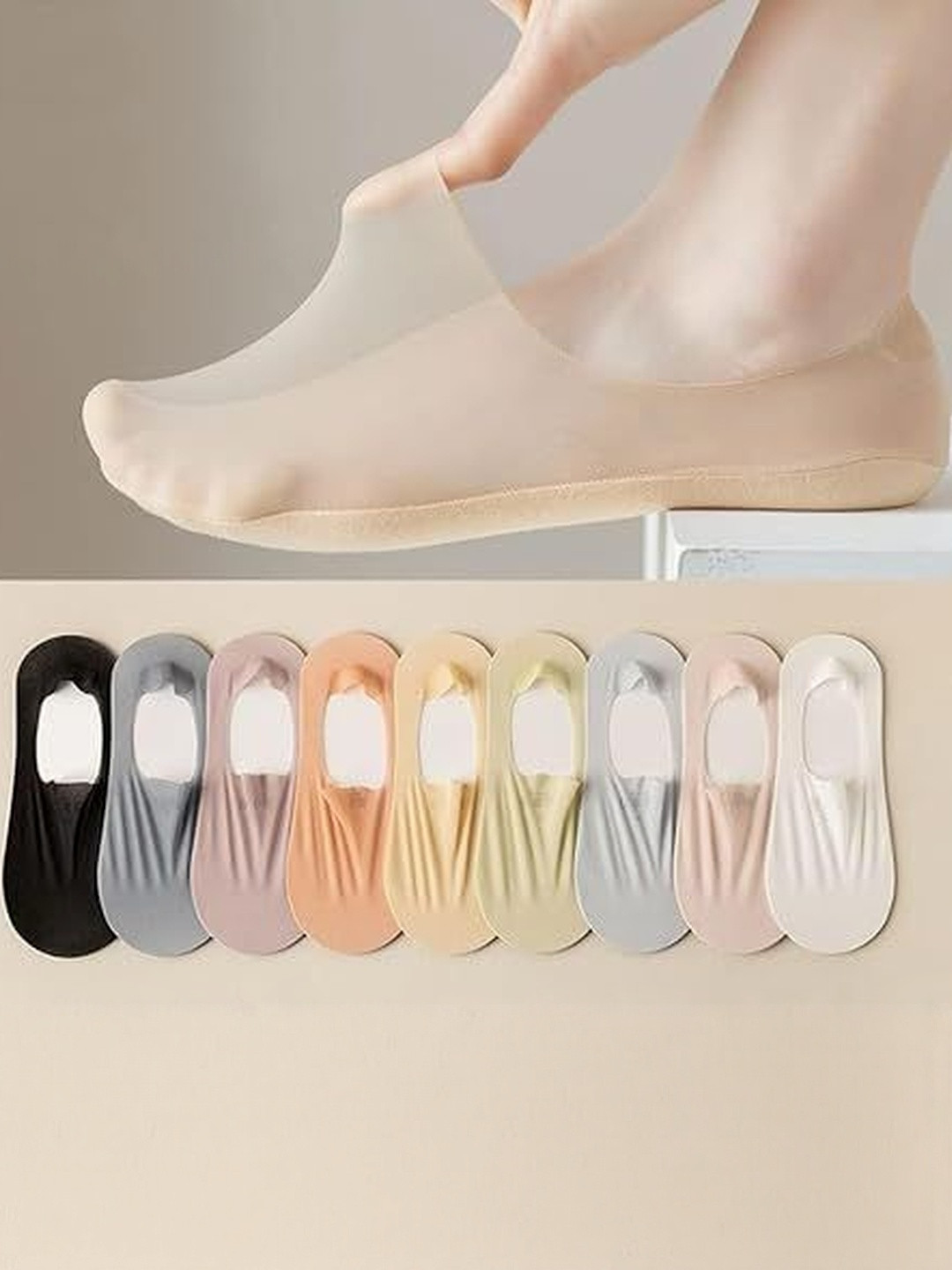 Eleg & Stilance Women Set of 2 Invisible Low Cut No-Show Loafers Socks