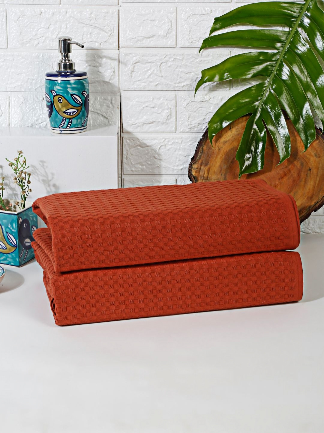 Eco Sense Maroon 2 Pieces Solid Cotton 200 GSM Eco Sense Bath Towels