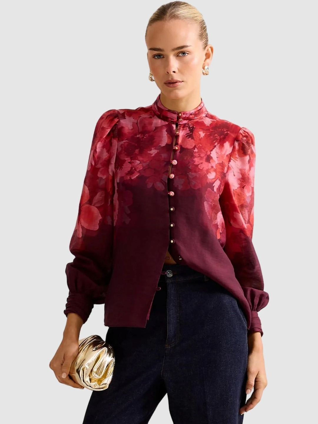 Forever New Floral Print Puff Sleeve Top