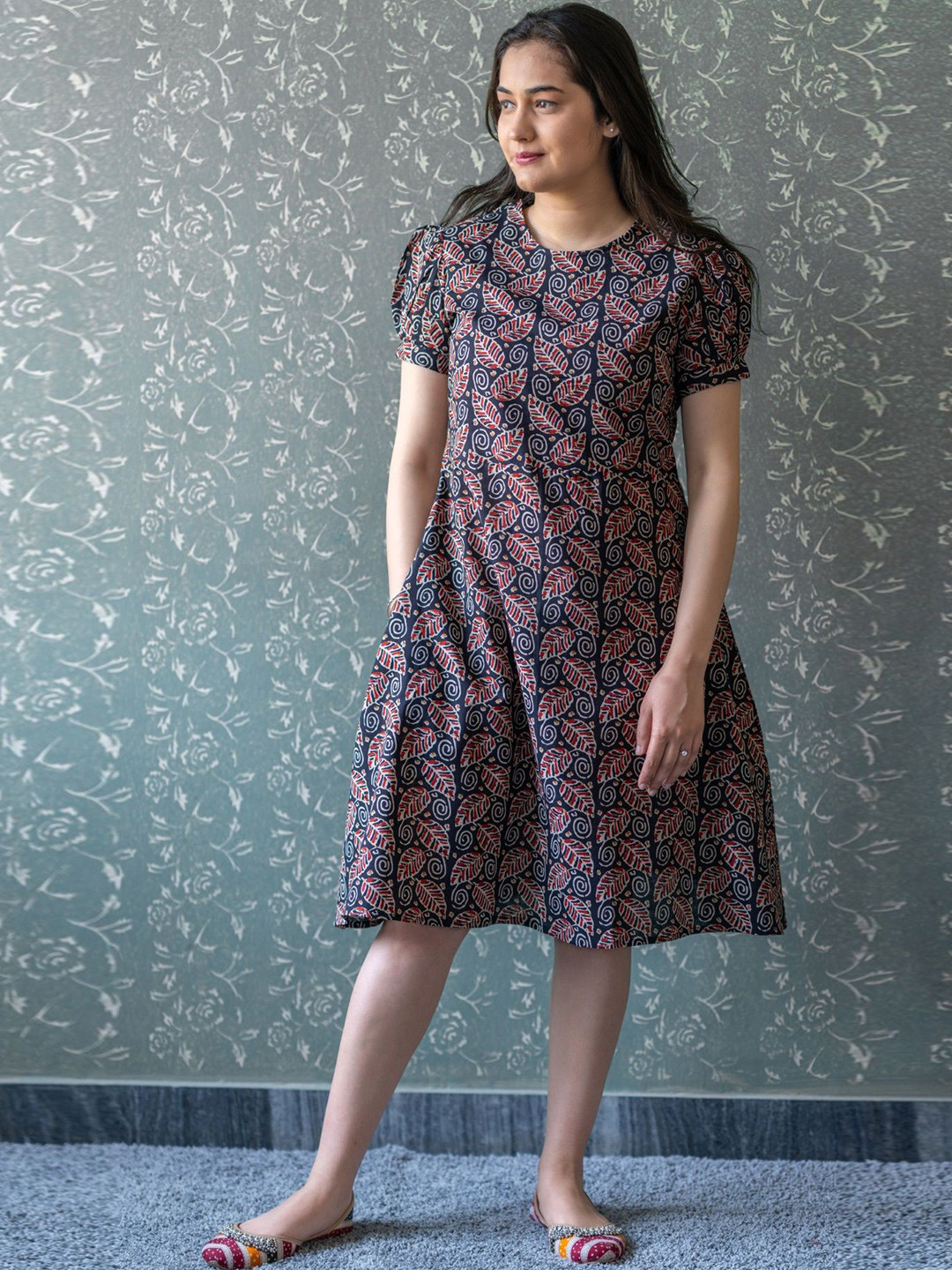 SHRIZA  Ethnic Motifs Printed A-Line Dress