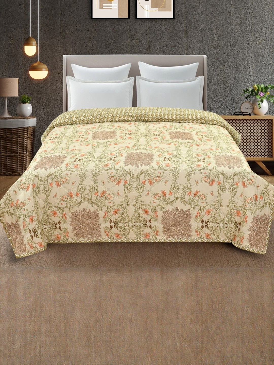 FURNOFY Microfibre Reversible Ultrasonic Comforter 150 GSM King Size Blankets