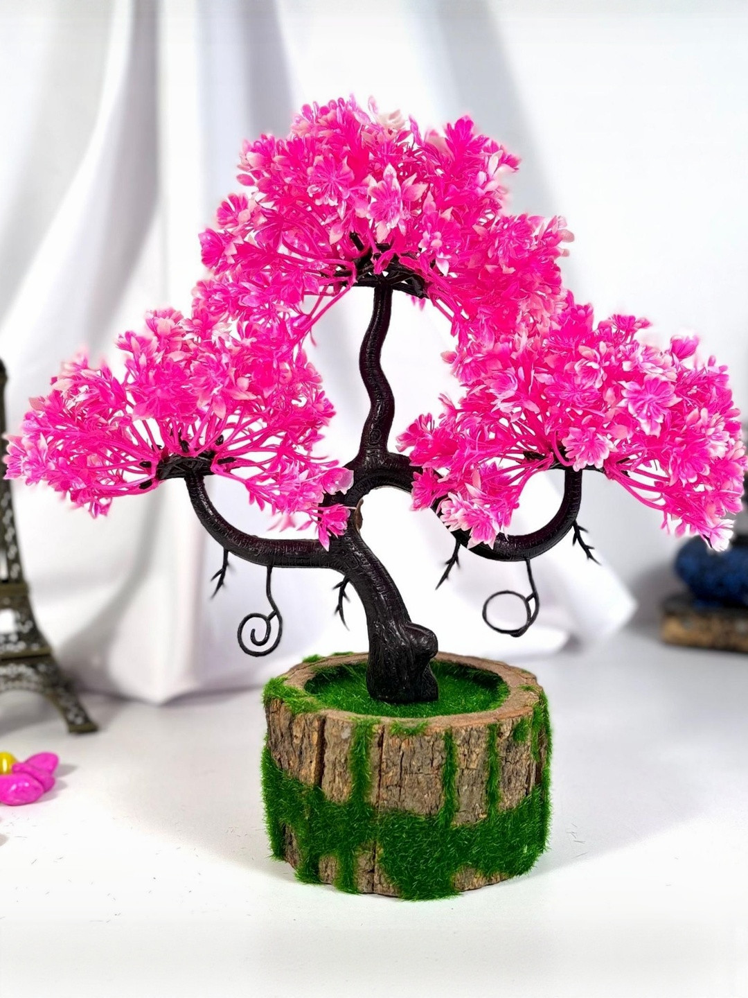 Dekorly Pink Plastic  Artificial Flowers & Plants With Pot