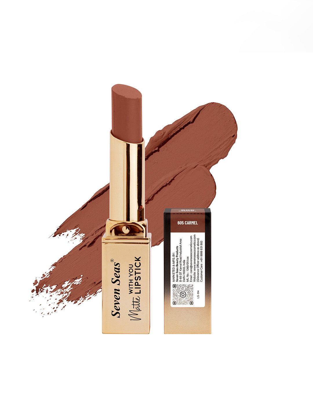 Seven Seas Matte With You Lipstick, 3.8gm - Copper