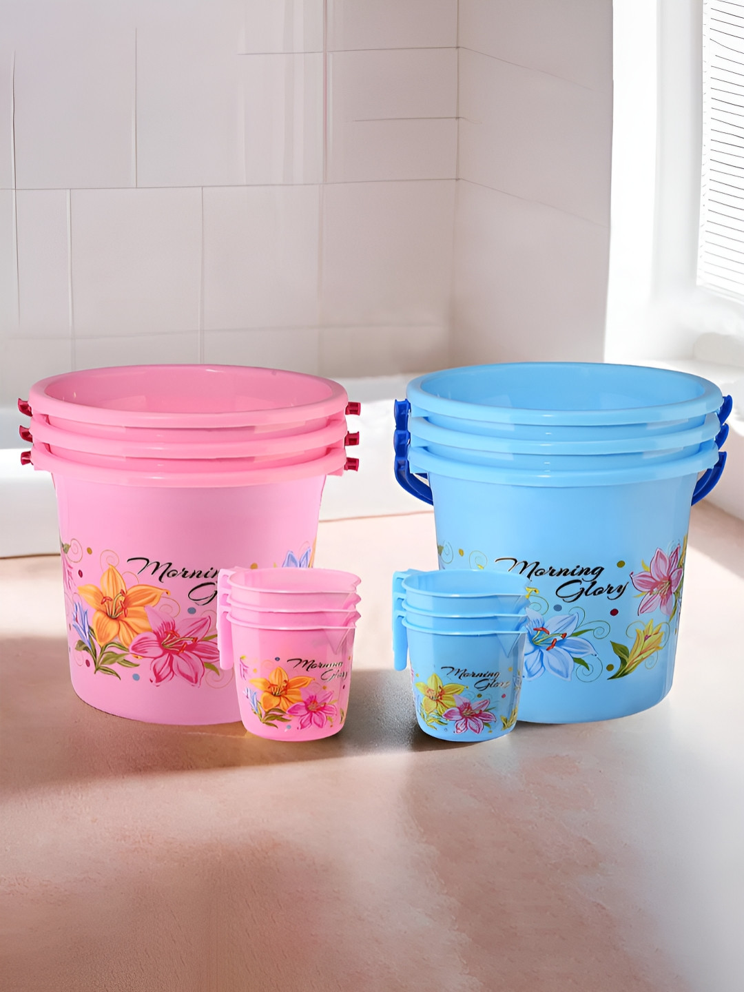 Aura Blue & Green 12 Pieces Floral Printed Bathroom Combo Sets