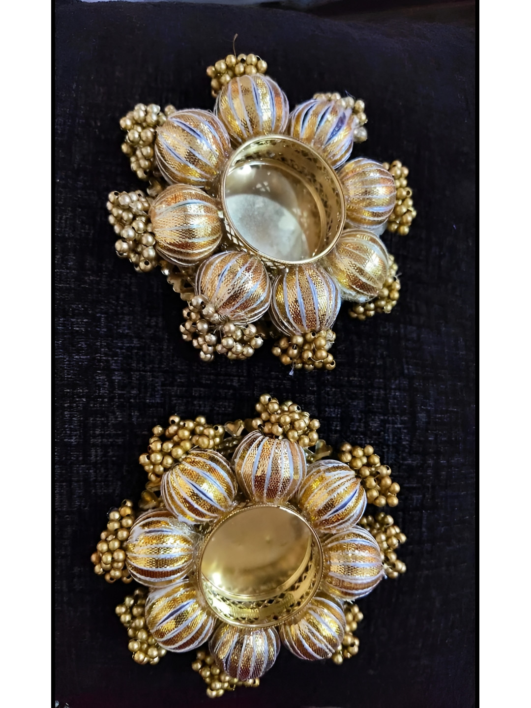 Sellplus Brown 2 Pieces Gota Ball With Jhumki Candle Holder