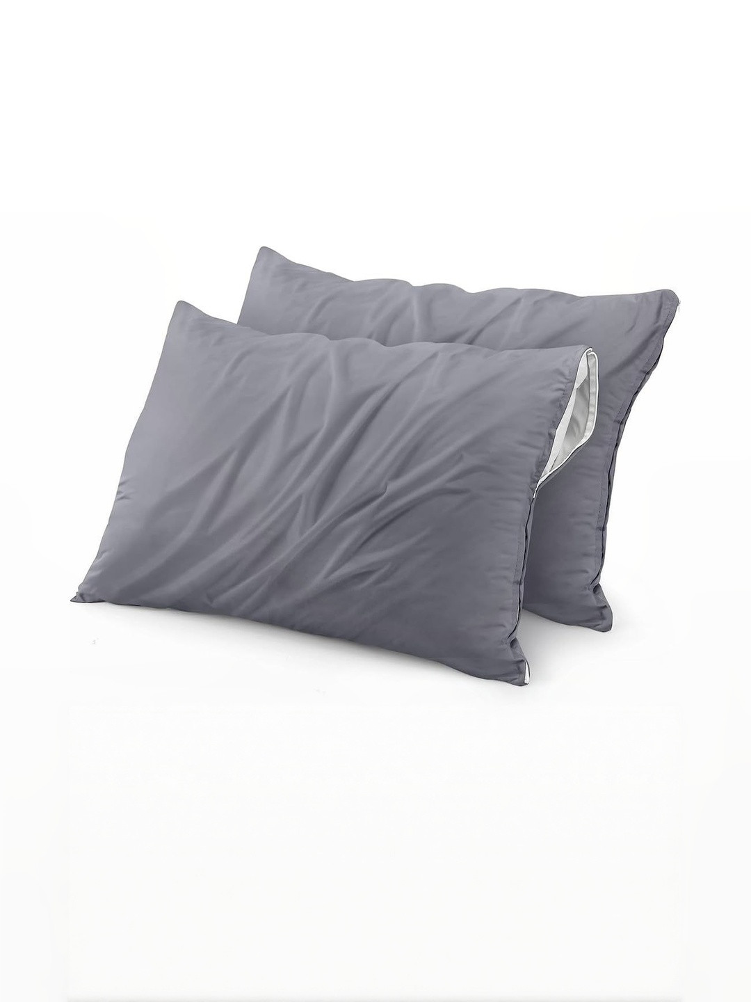 AGS Active Grey Plain Cotton Filled Zipper Pillow Protector