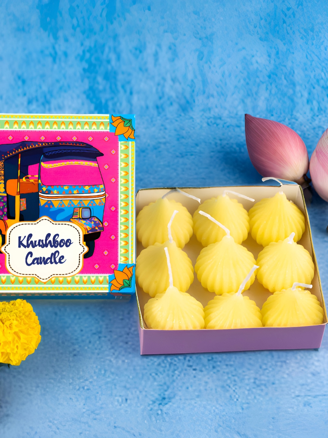 Soulflower Yellow 9 Pieces Tea Light Candles