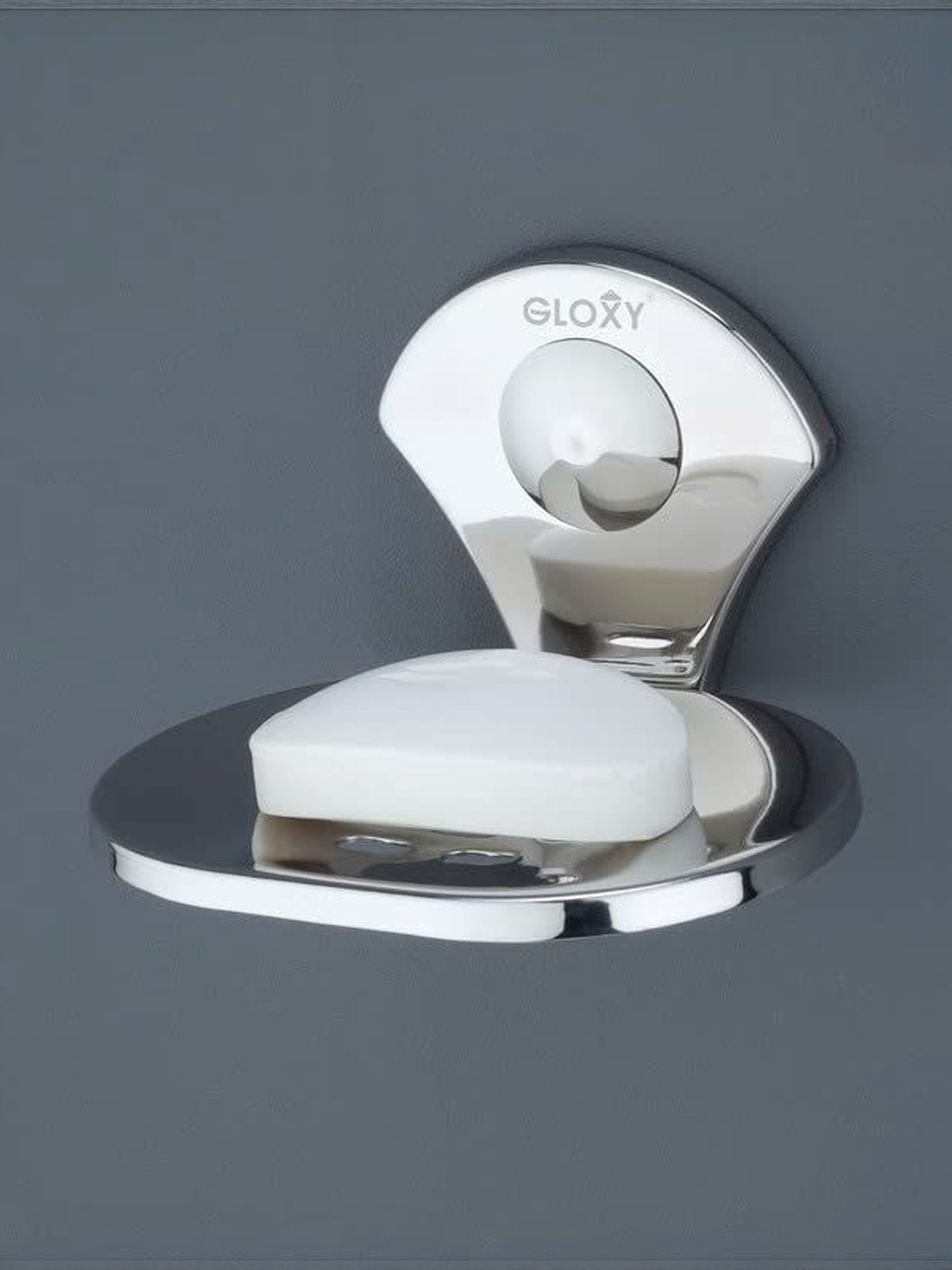 GLOXY Silver Stainless Steel Oval Soap Holder for Bathroom