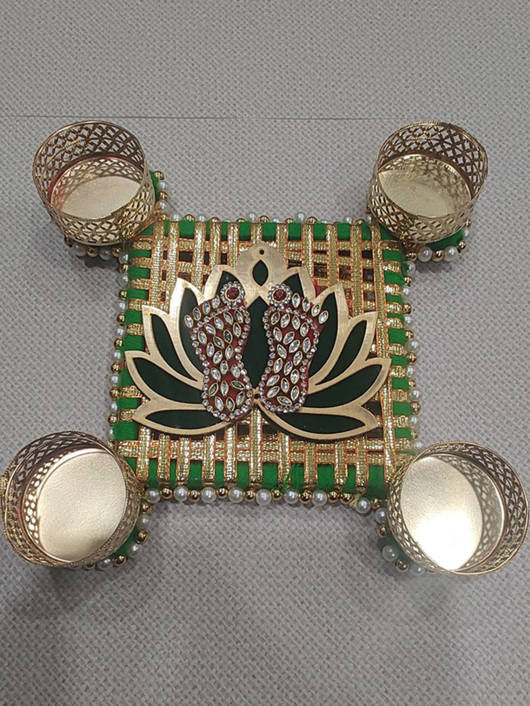 Sellplus Yellow & Green Textured Tealight Candle Holders