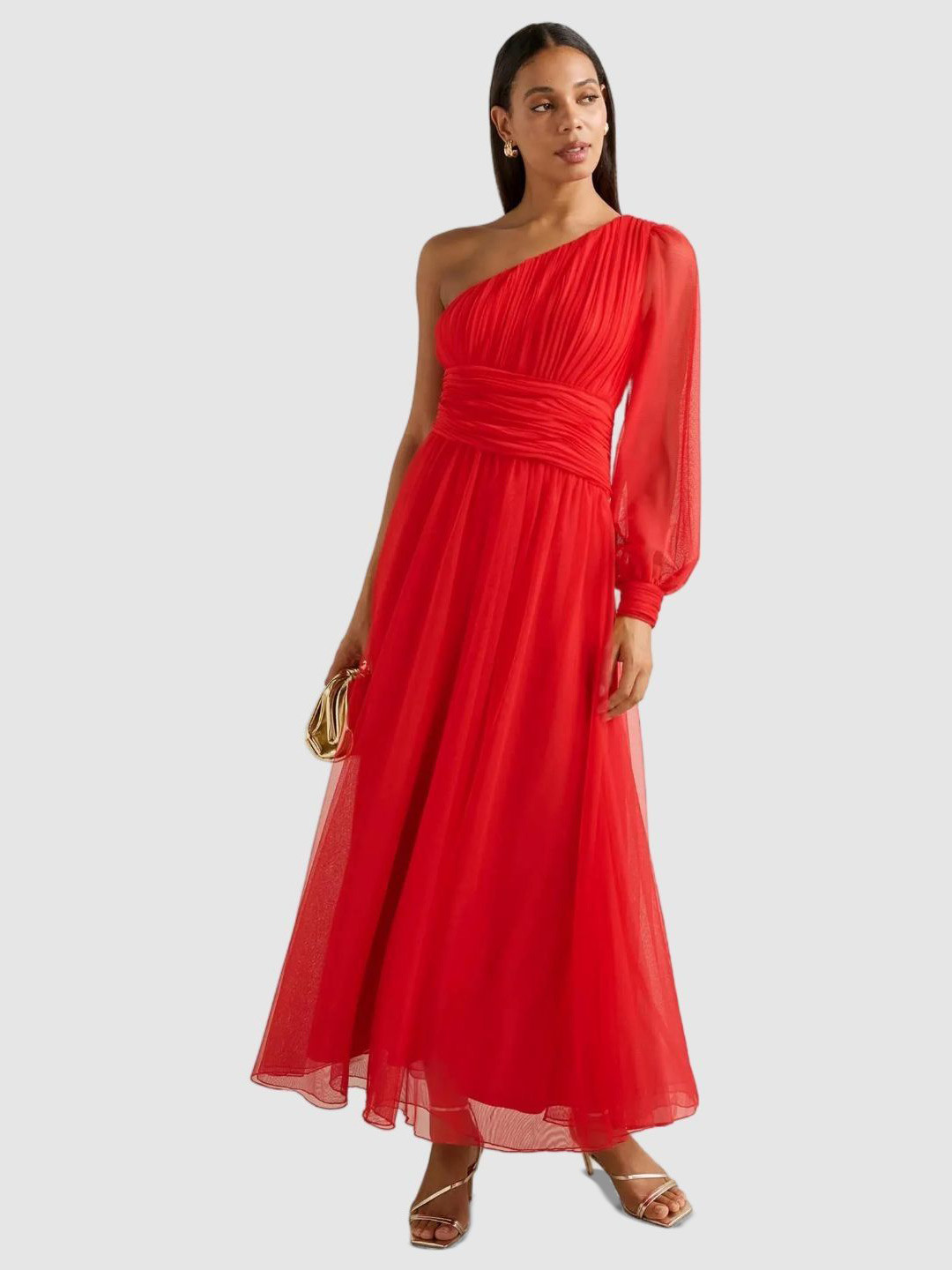 Forever New Jennifer Women One Shoulder Tulle Maxi Gown