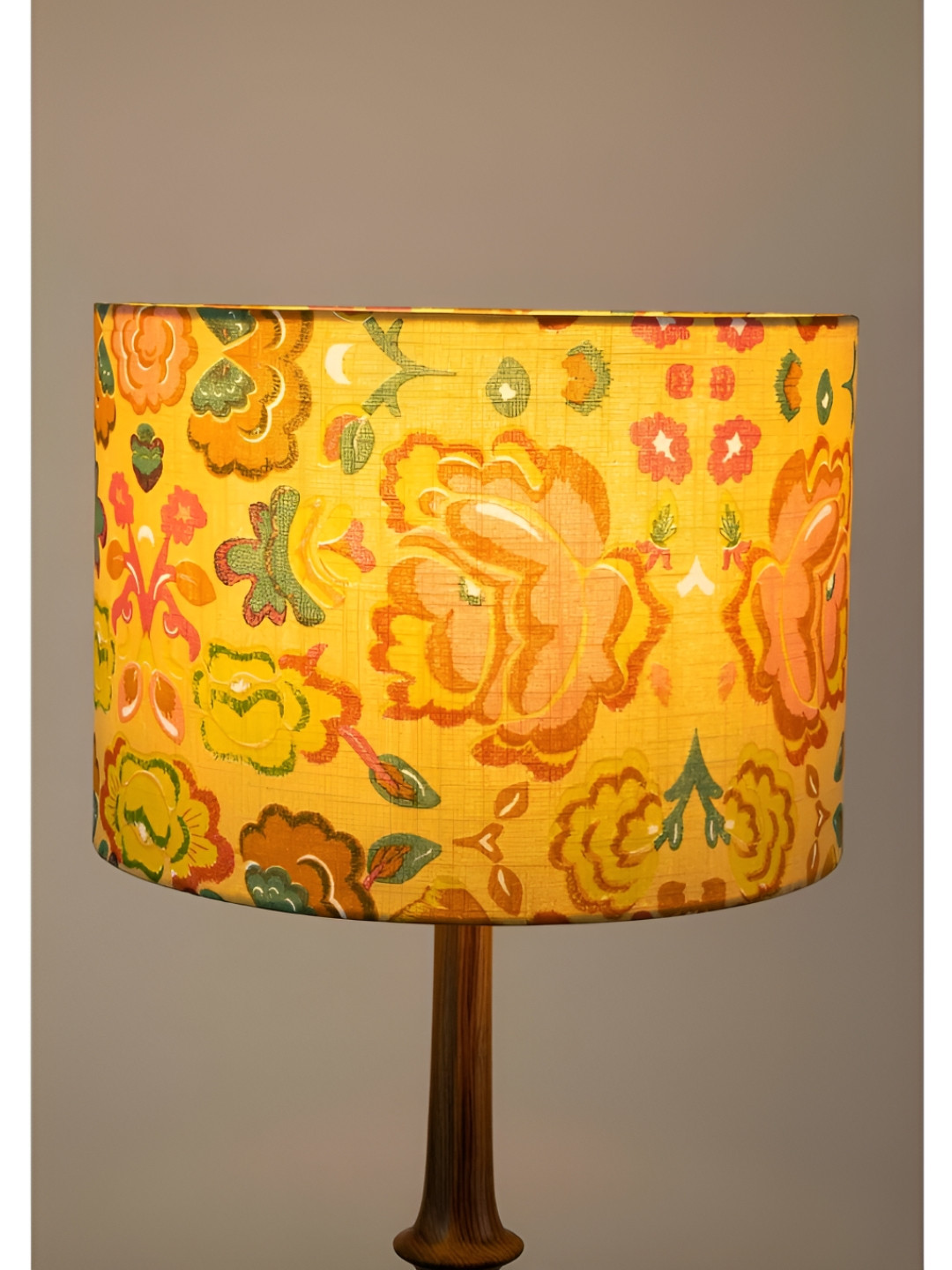 FREEDOM TREE Gypsy Rose Yellow & Green Printed Cylinder Shaped Floor Lamp