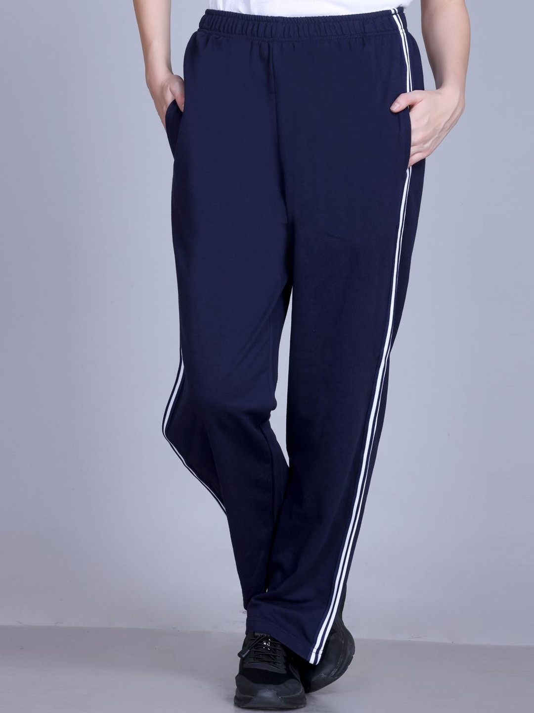 CORSICA Women Navy Blue Fleece Solid Track Pants
