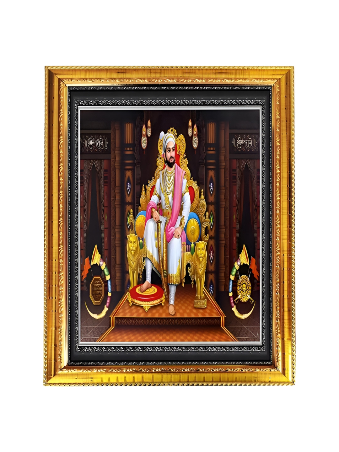 blinkart Brown & Gold-Toned Chhatrapati Shivaji Religious Wall Art