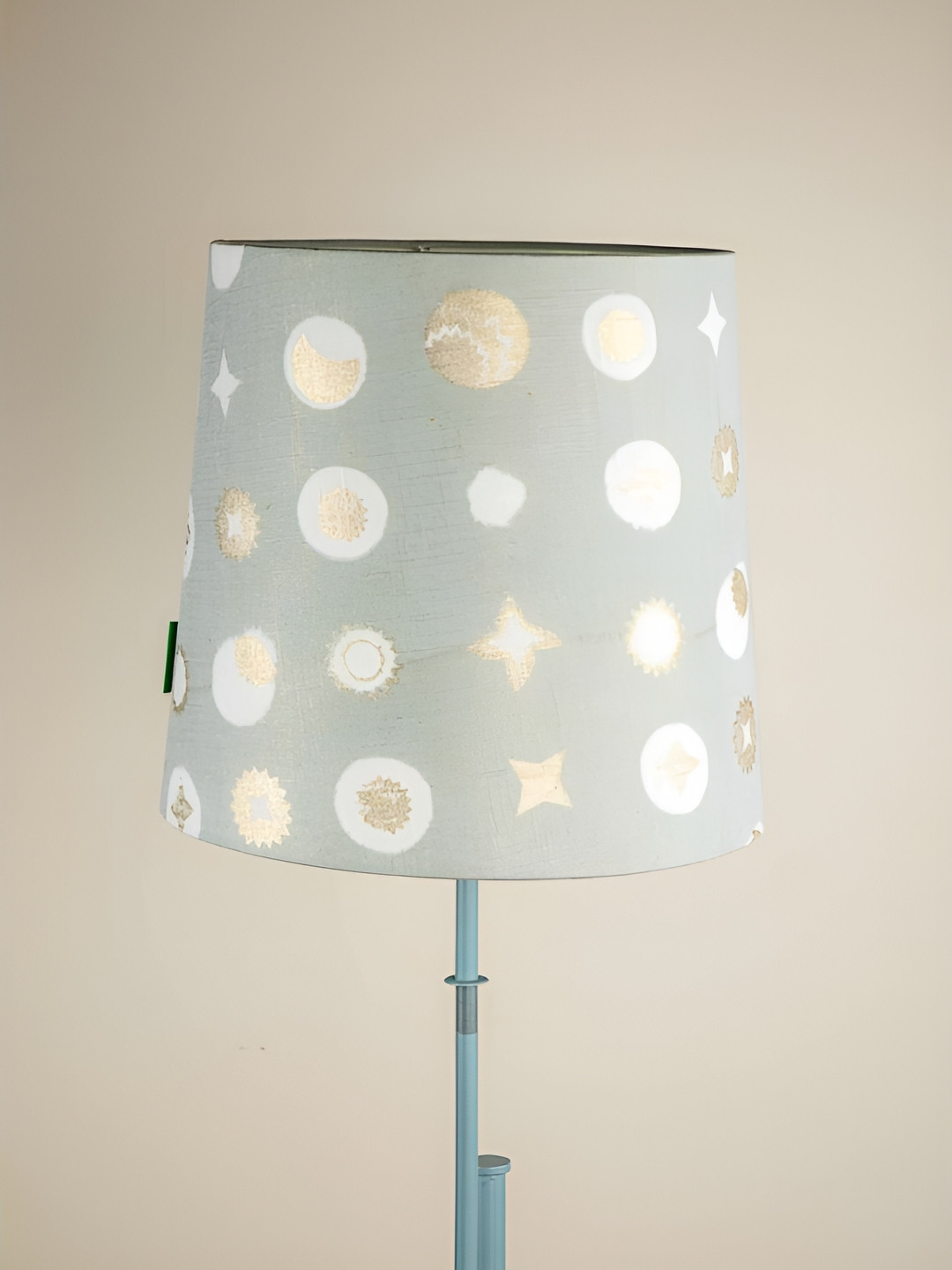 FREEDOM TREE Moon Flower Grey & White Printed Cylinder Shaped Floor Lamp