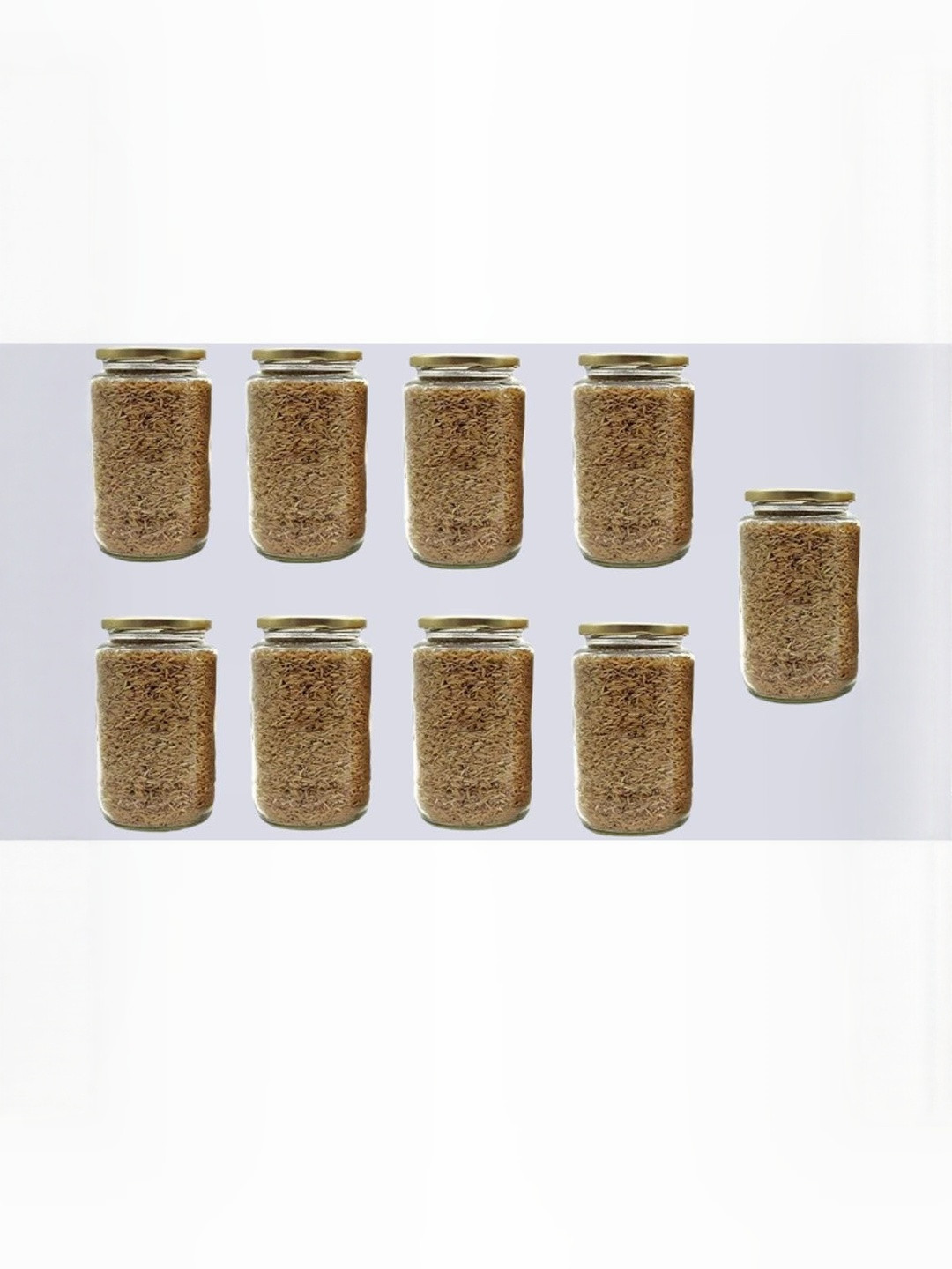 1ST TIME Transparent & Gold Toned 9 Pieces Glass Dishwasher Safe Jar Containers
