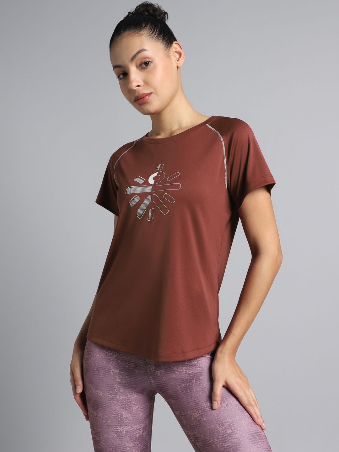 CULT Women Brown Branded Recycled Poly Performance T-shirt