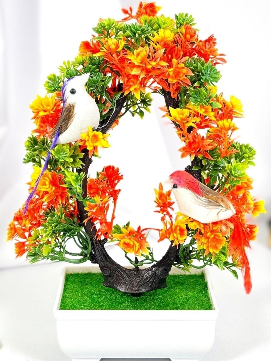 Dekorly Multi Plastic Fern Artificial Flowers & Plants With Pot