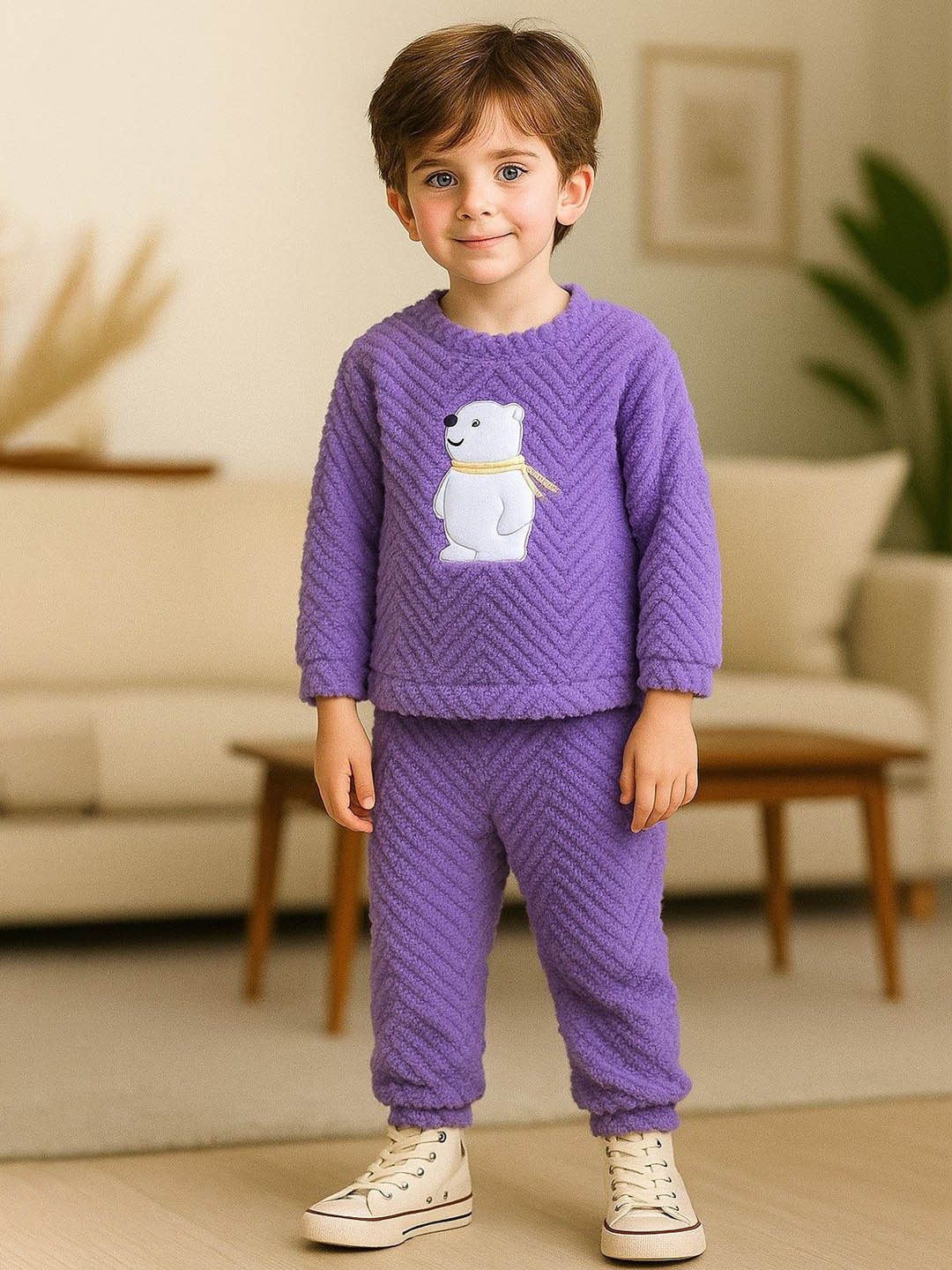 Keenuu Kids Bear Printed Round Neck Night Suit