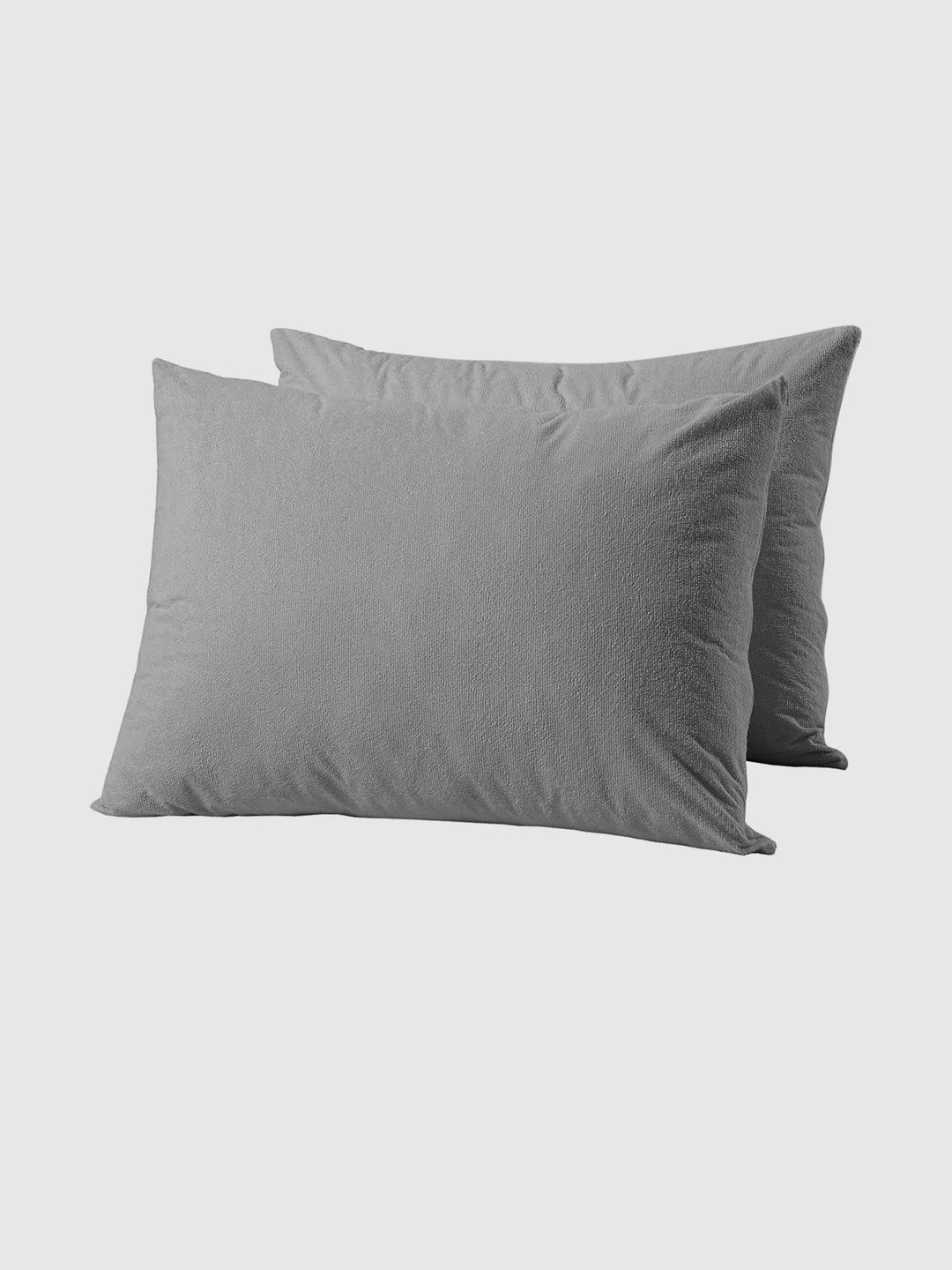 AG's Active Pack Of 2 Grey Solid Cotton Filled Zipper Standard Size Pillow Protector