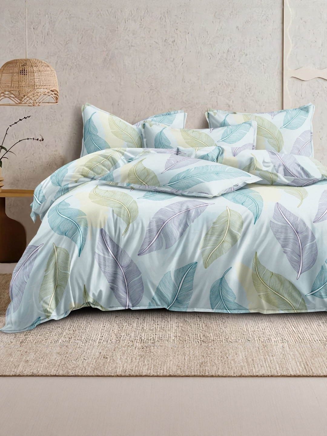 kurry home furnishing White and Blue Egyptian Cotton Superfine Super King Bedsheets