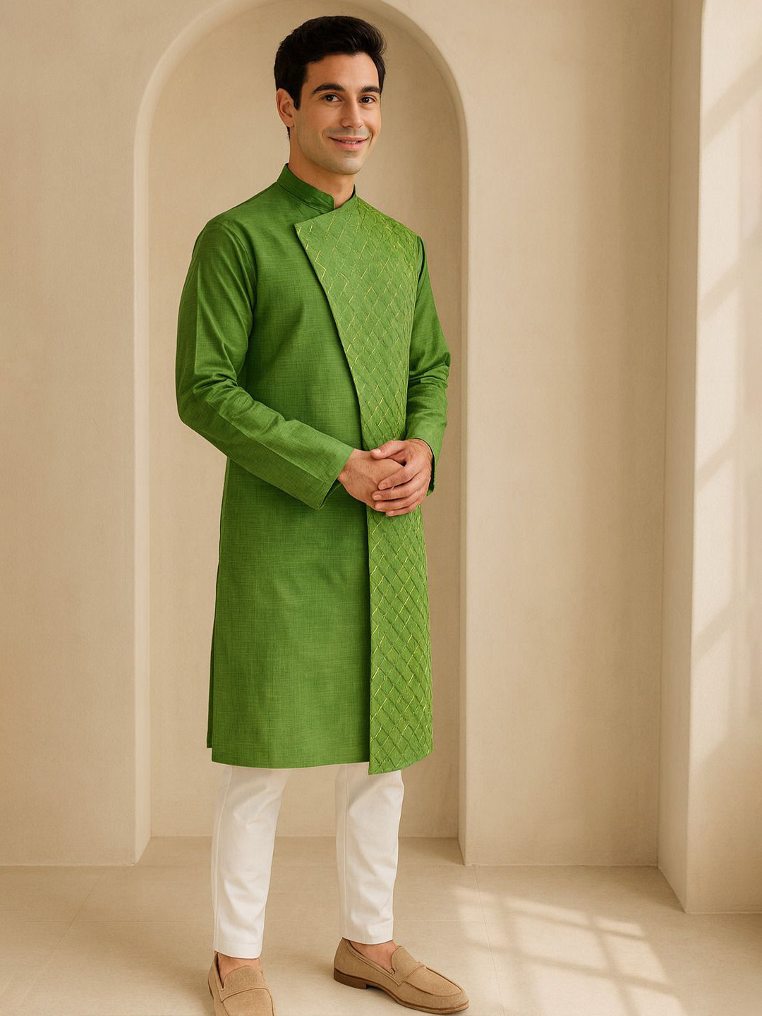 JUGG JUGG JEEYO Men Ethnic Motifs Embroidered Full Sleeve Calf Length Kurta