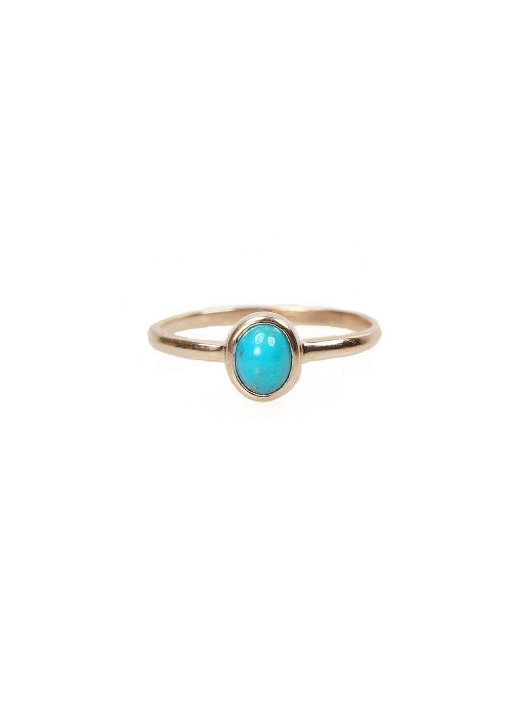 elitemart Unisex Gold-Plated Turquoise Finger Ring
