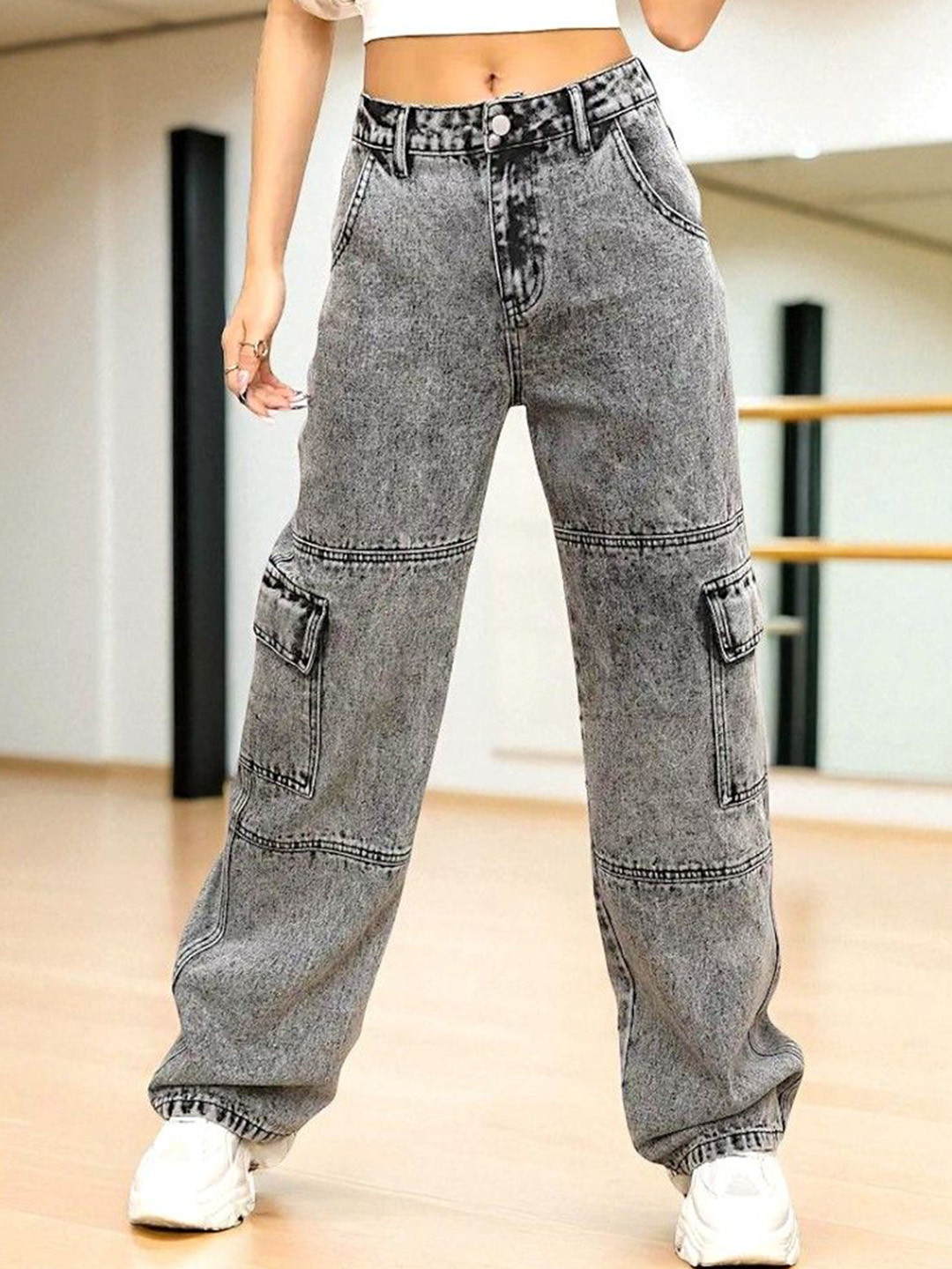 ROBECULT COLLECTION Women Comfort Relaxed Fit Mid-Rise Heavy Fade Acid Wash Stretchable Jeans