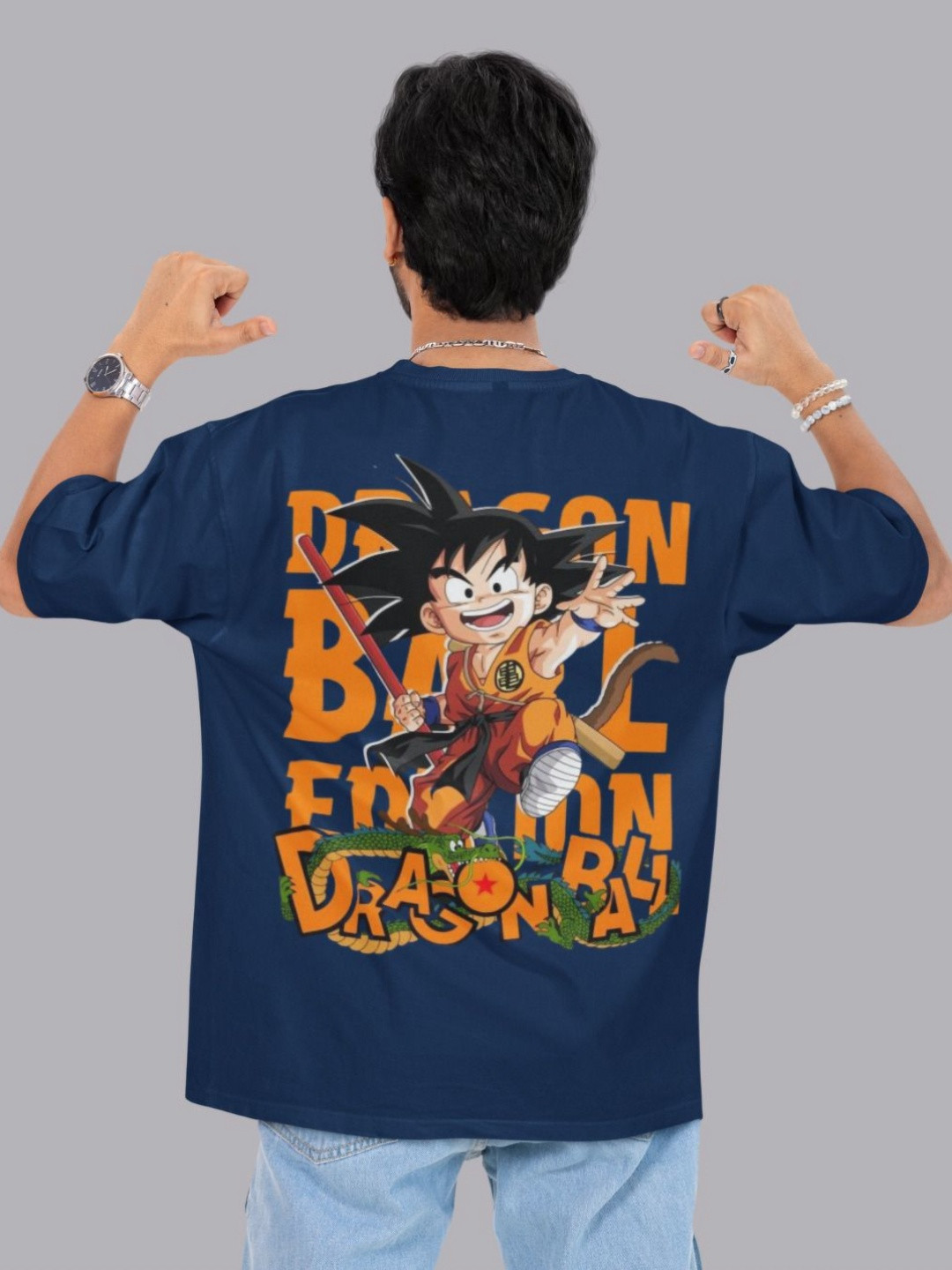 SNUG24 Dragon Ball Z Printed Round Neck Pure Cotton Oversized T-shirt