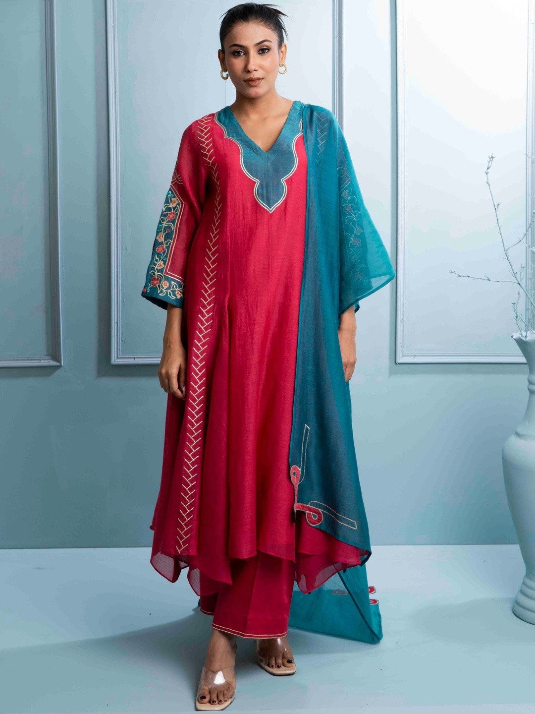 The White Tree Studio Women Ethnic Motifs Printed A-Line Kurta with Palazzo & Dupatta