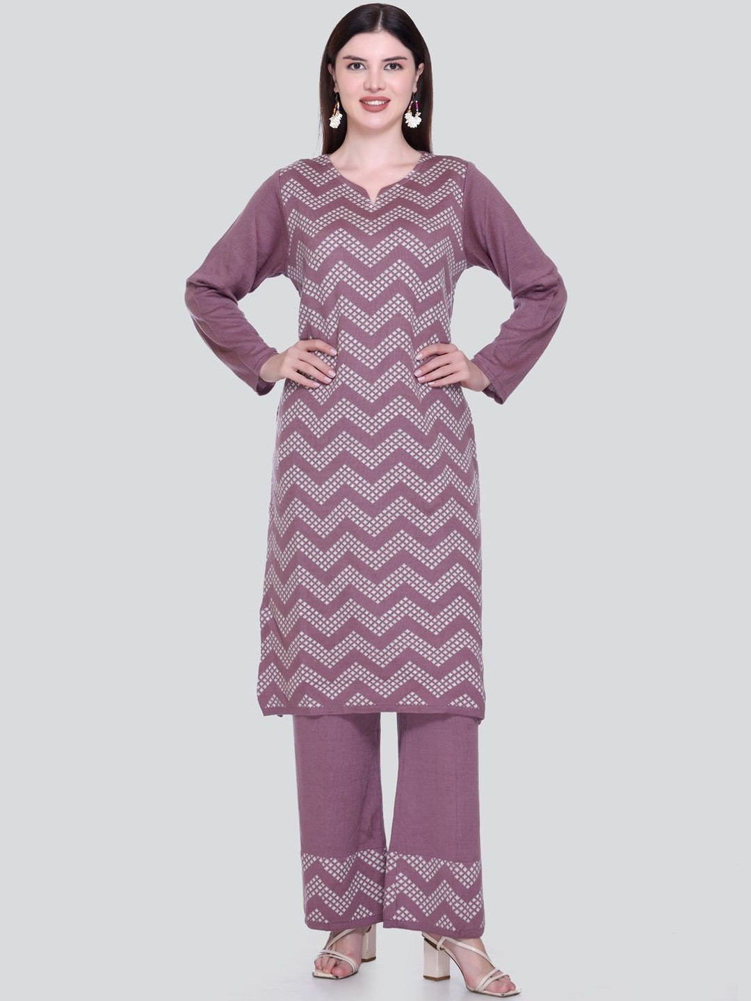 Numalo Regular Pure Wool Kurta With Trousers & Dupatta