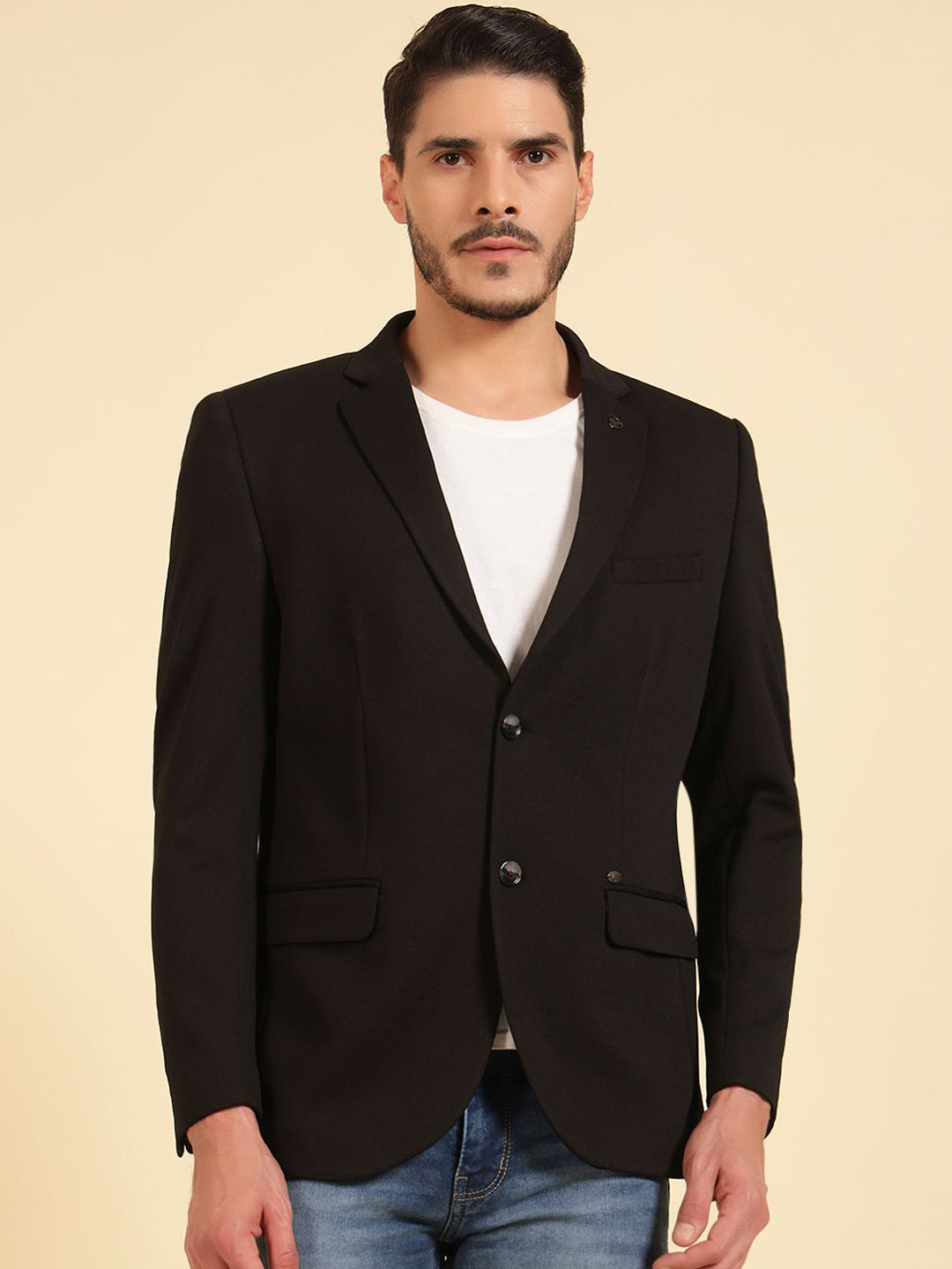 Cantabil Self-Design Breathable Single Breasted Blazer