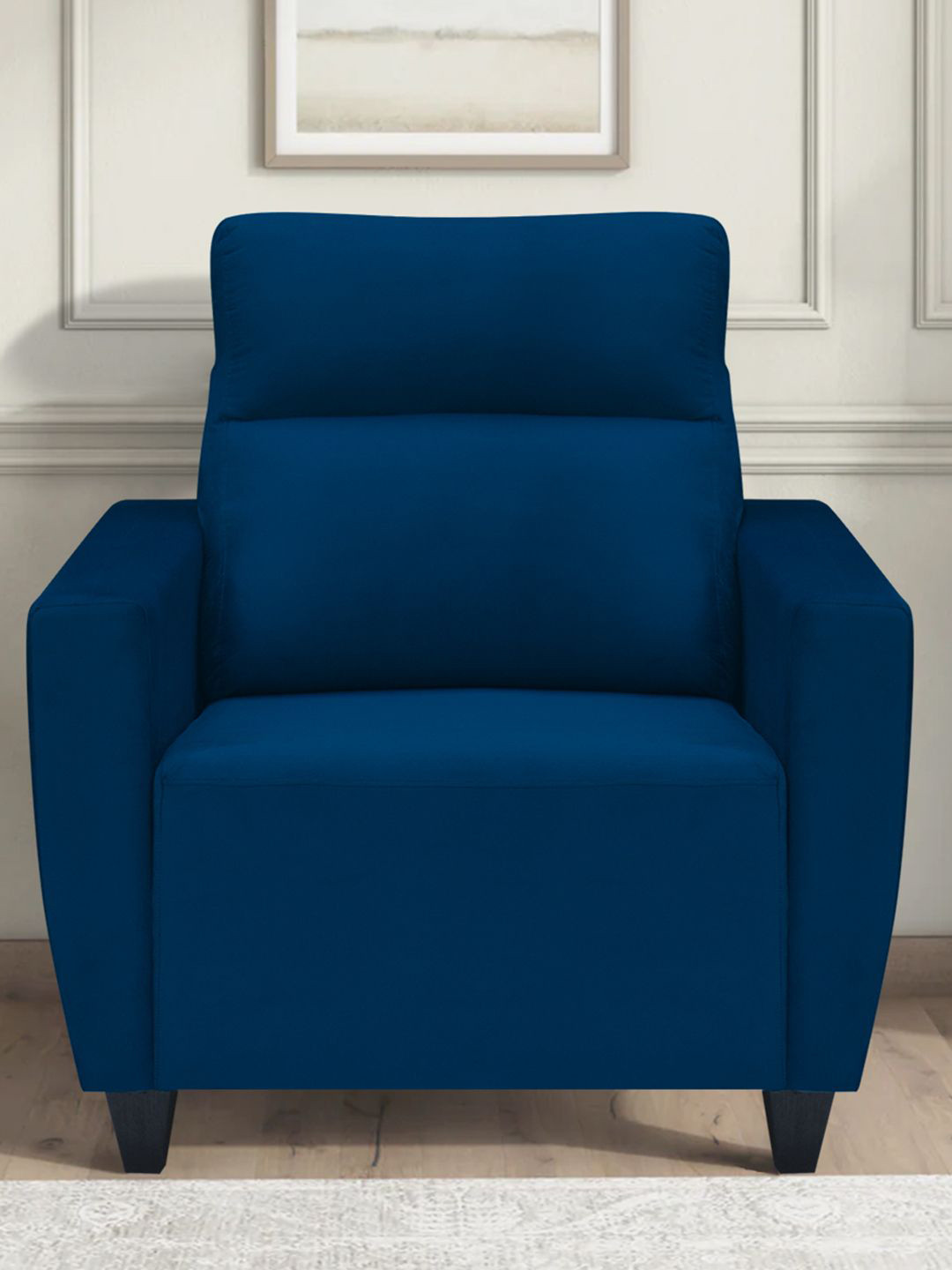 ARRA Navy Blue 1-Seater Velvet Sofa