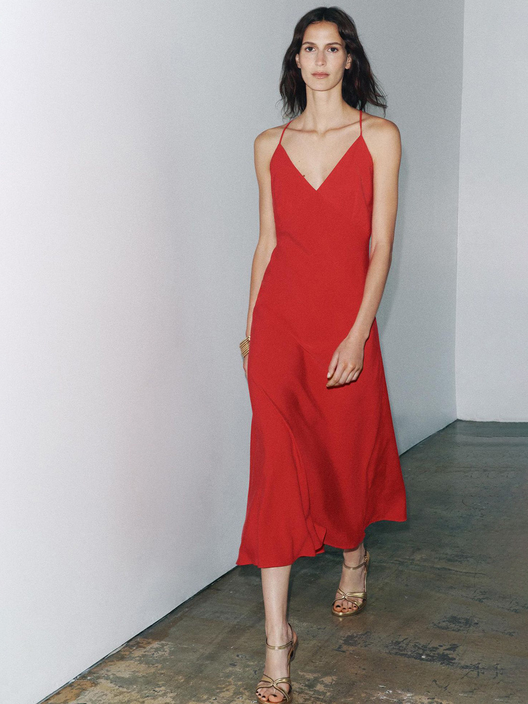 LULU & SKY Women Solid Backless A-line Midi Dress