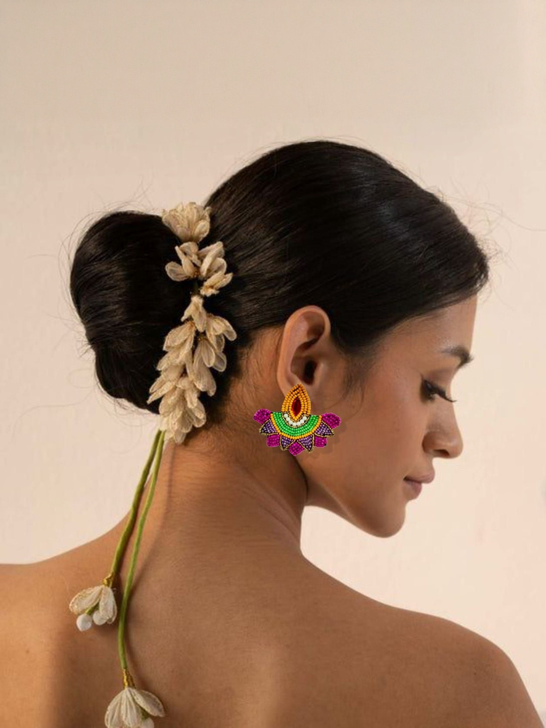 Abeo Artificial Beaded Diya Shaped Drop Earrings