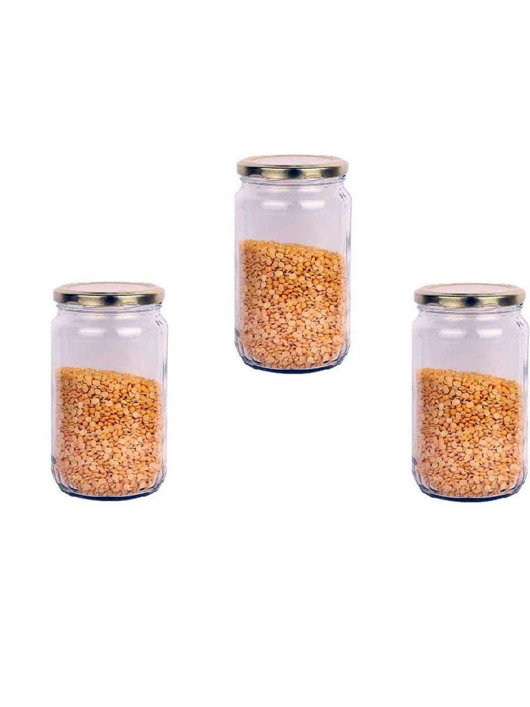 1ST TIME Transparent 3 Pieces Glass Dishwasher Safe Jar Containers-1 L Each