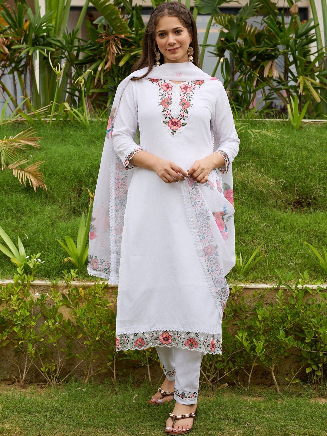 MEHARIKA Women Floral Embroidered Kurta with Trousers & Dupatta