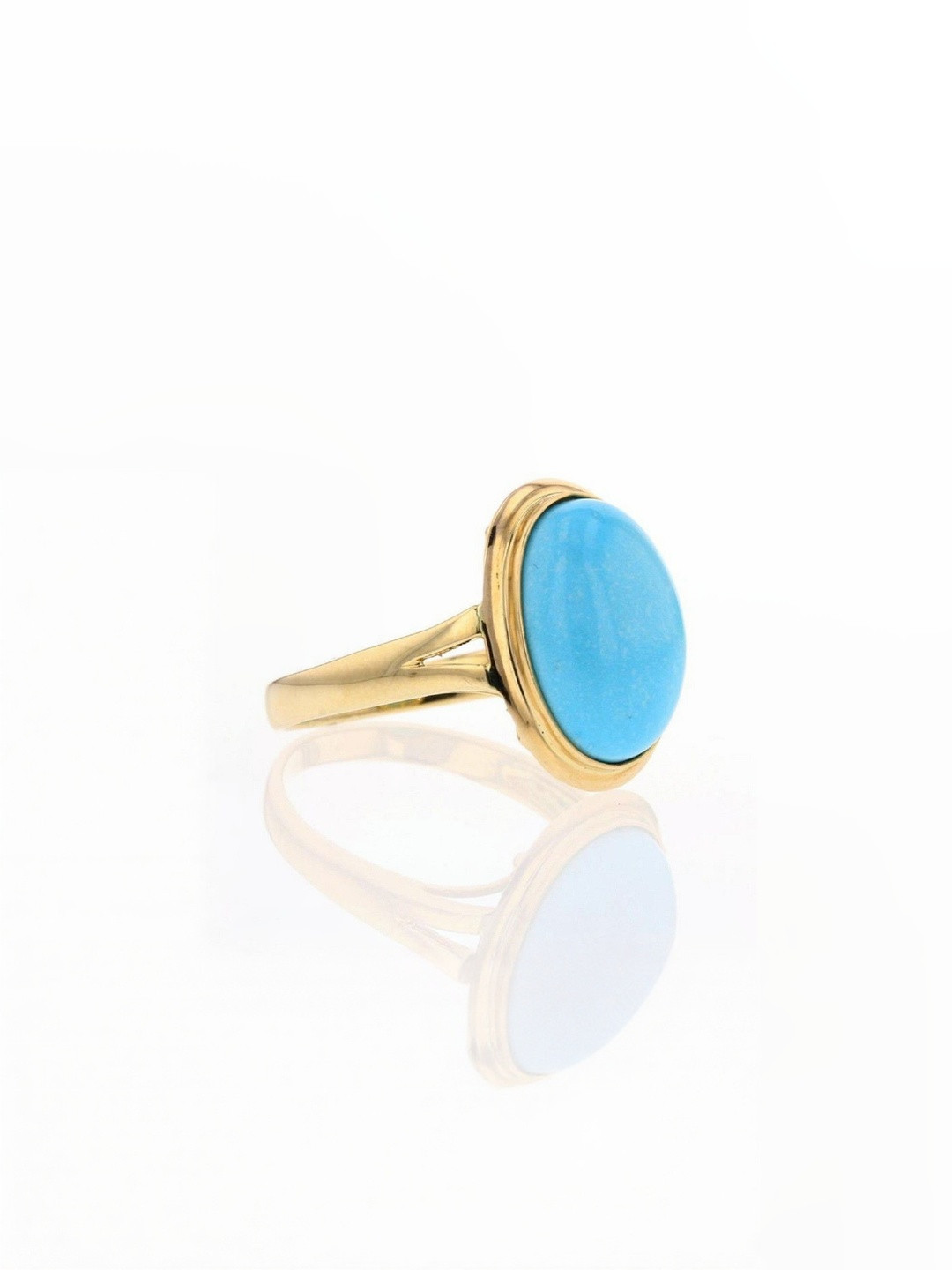 elitemart Men Gold-Plated Alloy Turquoise Finger Ring