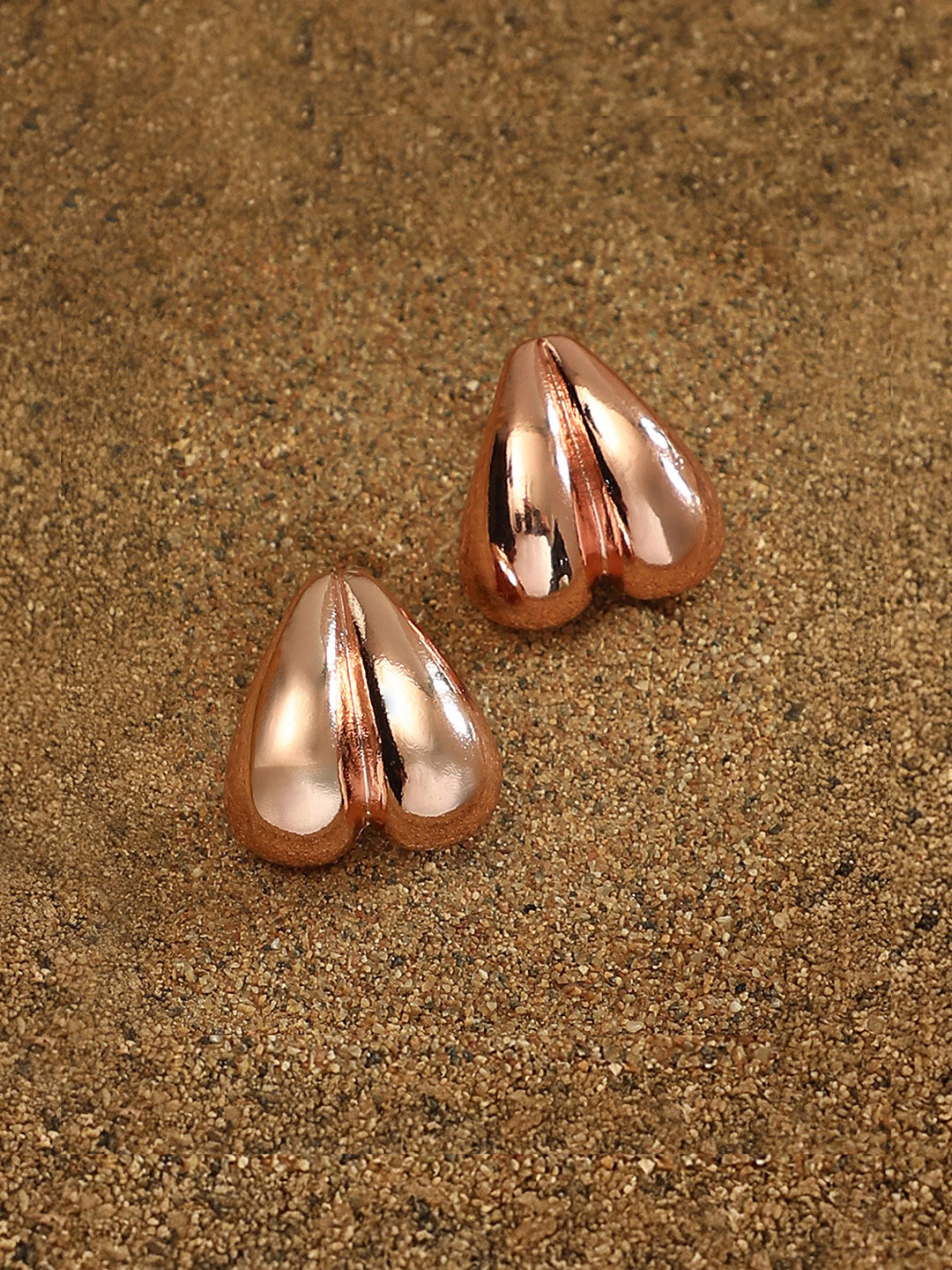 SOHI Rose Gold-Plated The Droplet-Heart Shaped Studs Earrings