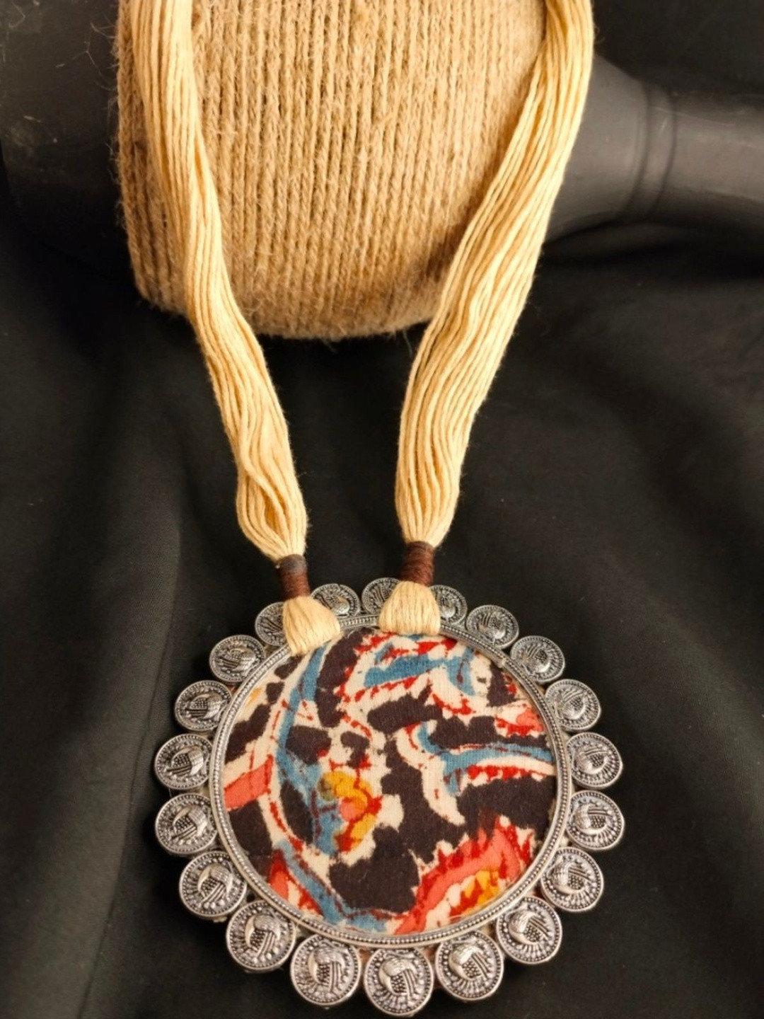JewelSana Kalamkari Fabric Necklace
