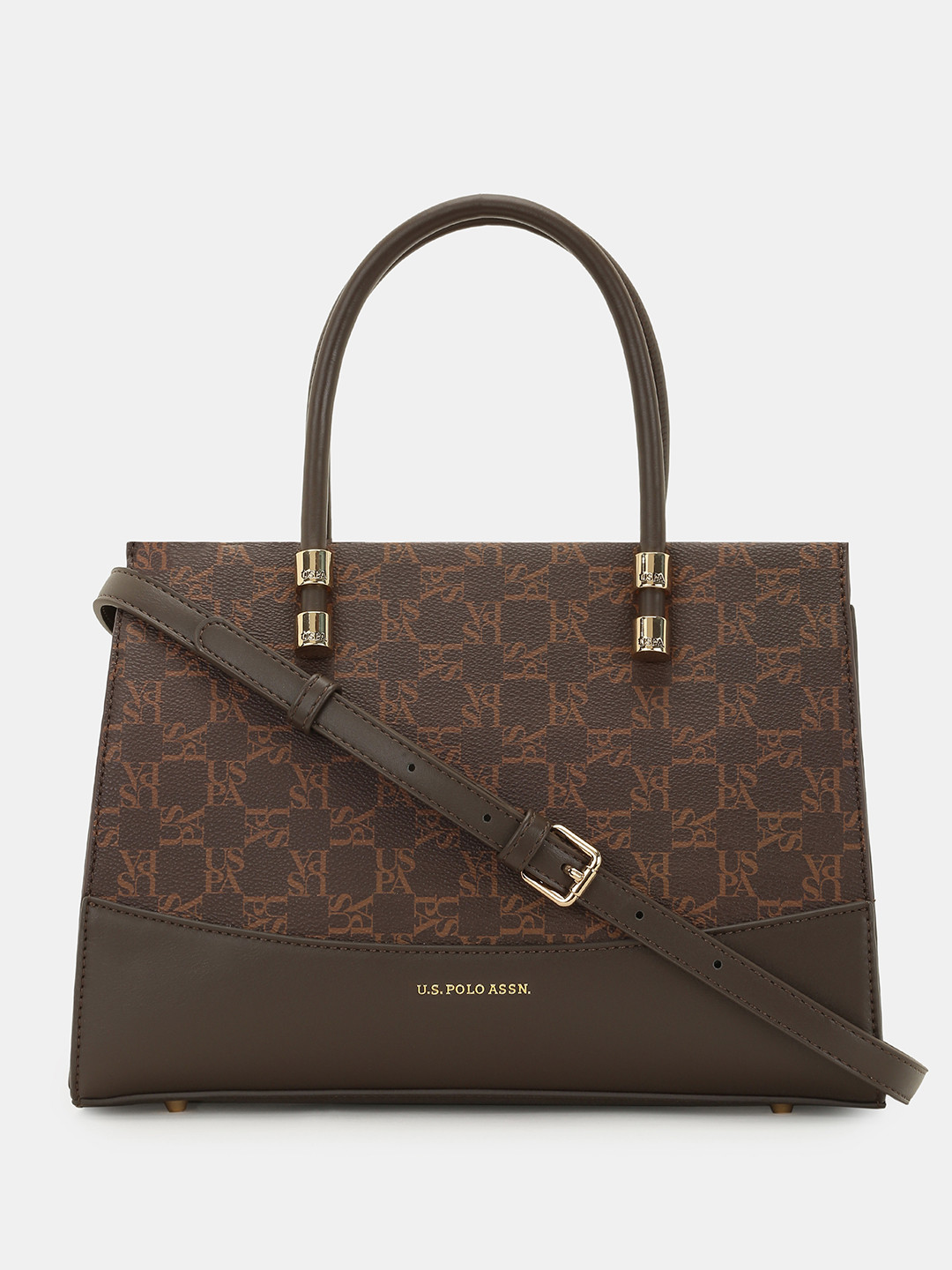 U.S. Polo Assn. Women Bijou Brown Satchel Bag with Sling Strap
