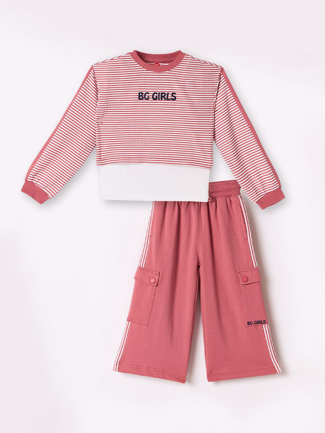 Blue Giraffe Girls Relaxed Fit Cotton Cargos Track Pants