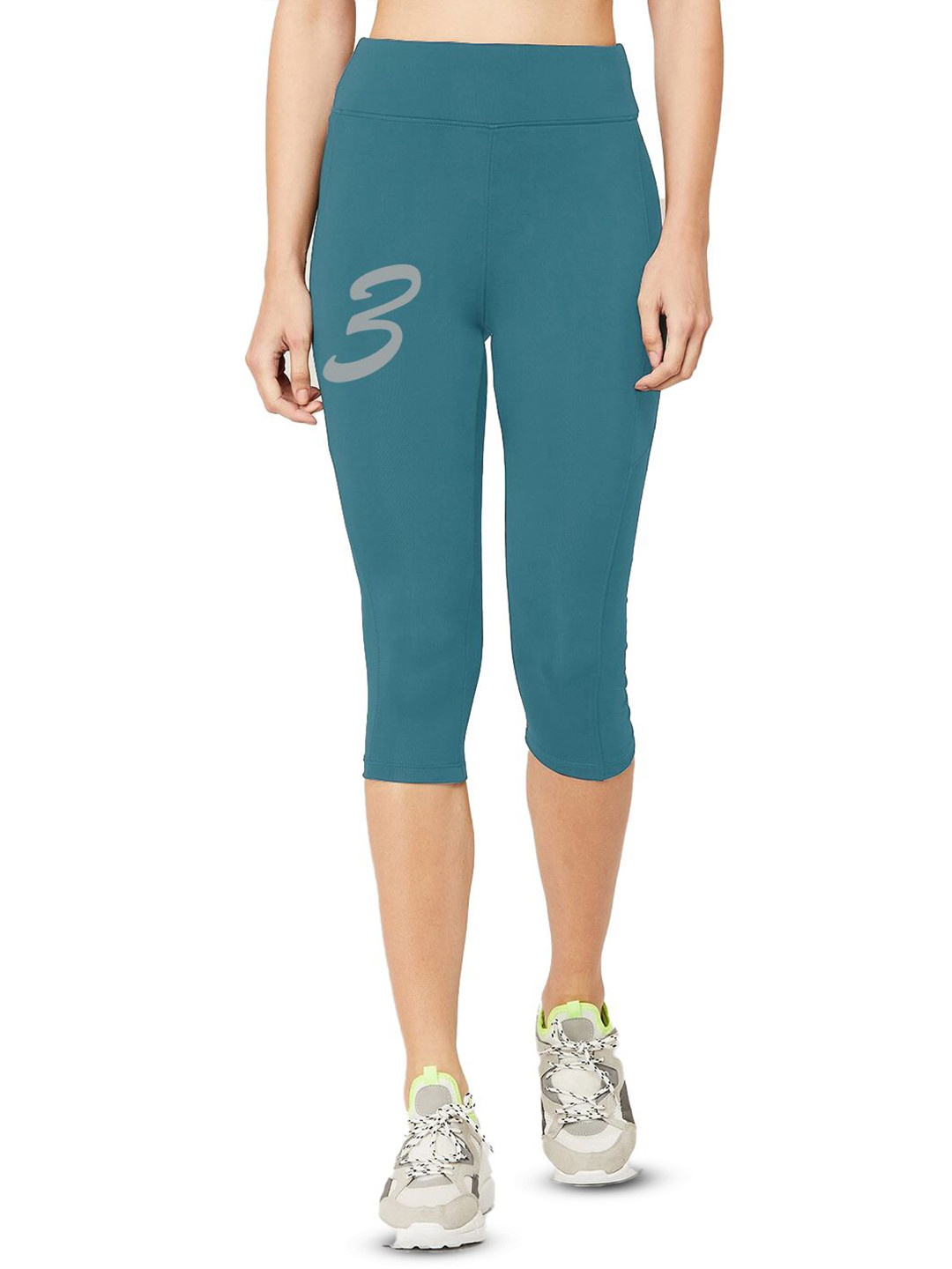 3Colors Women Printed High-Rise Skinny Fit Active Wear Capris