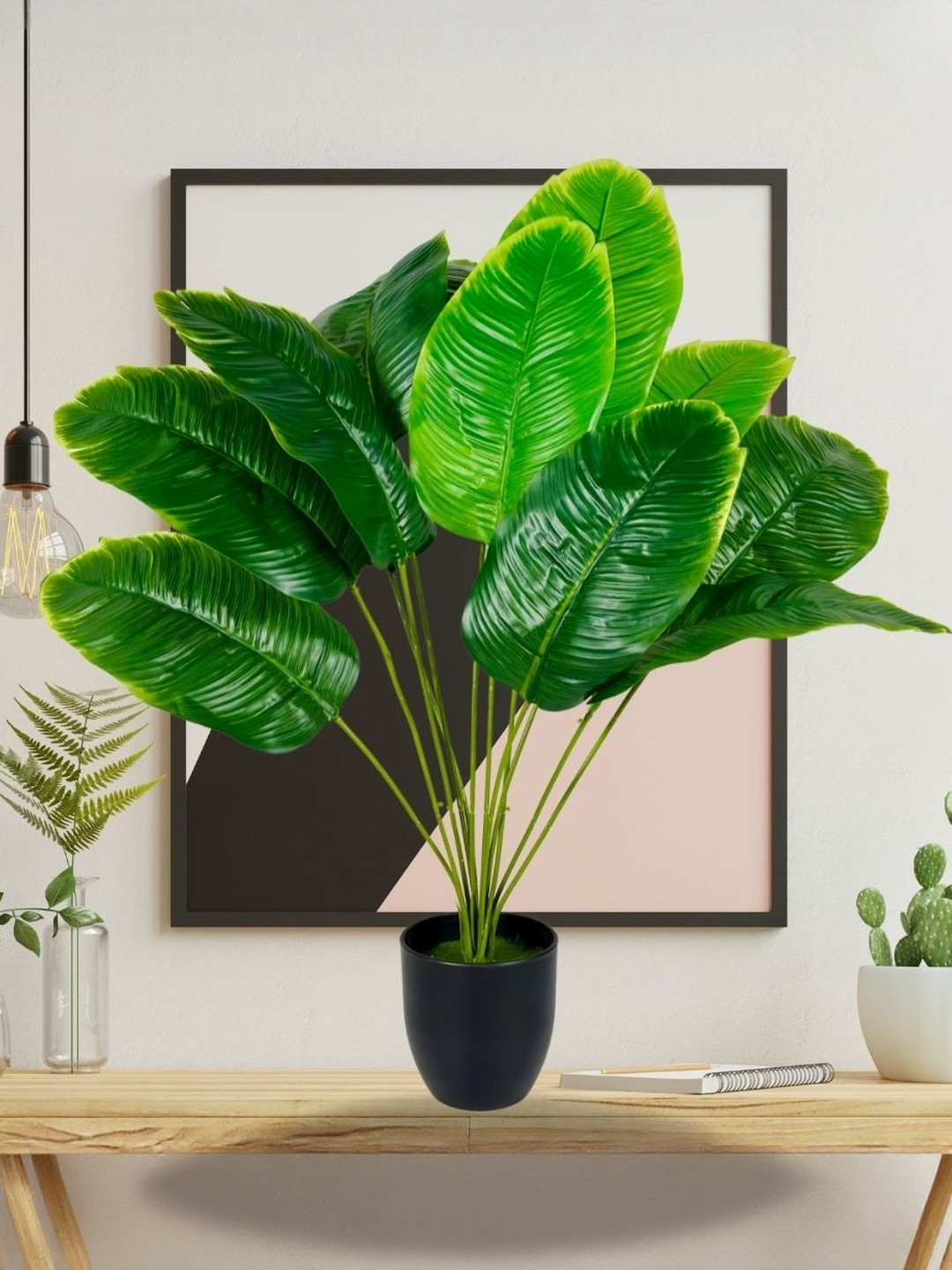 Dekorly Black Plastic Money Plant Artificial Flowers & Plants With Pot