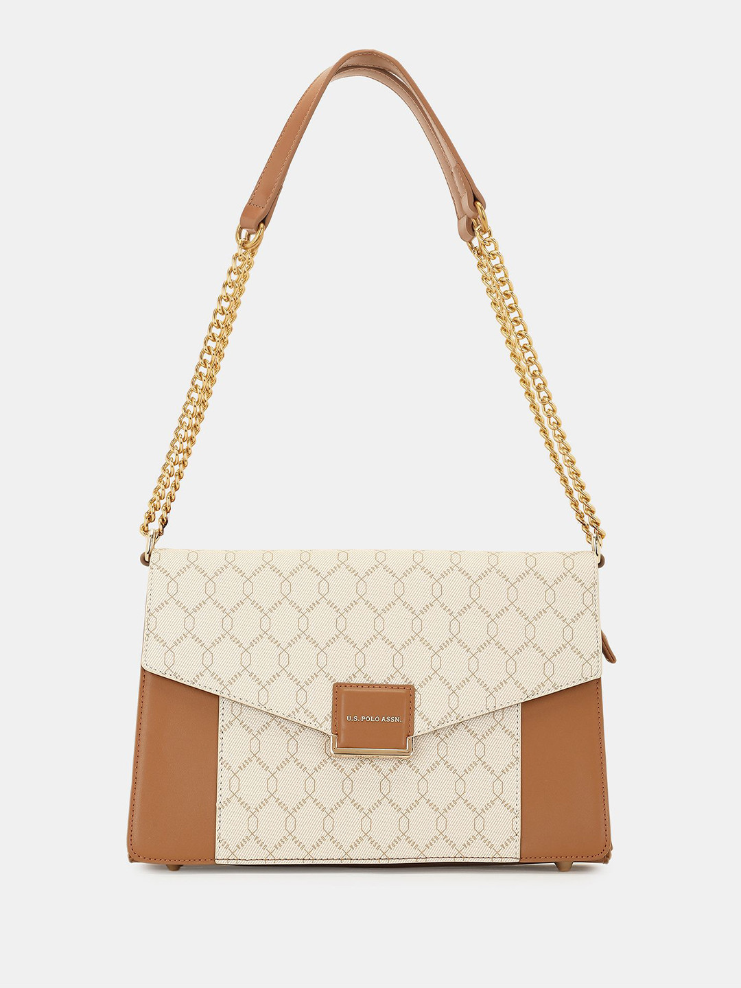 U.S. Polo Assn. Women Bliss Beige Small Sling Bag with Monogram Compact Design