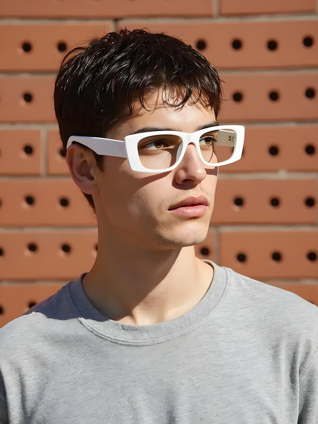 Ted Smith Unisex White Premium Acetate Full Rim Rectangle Frames