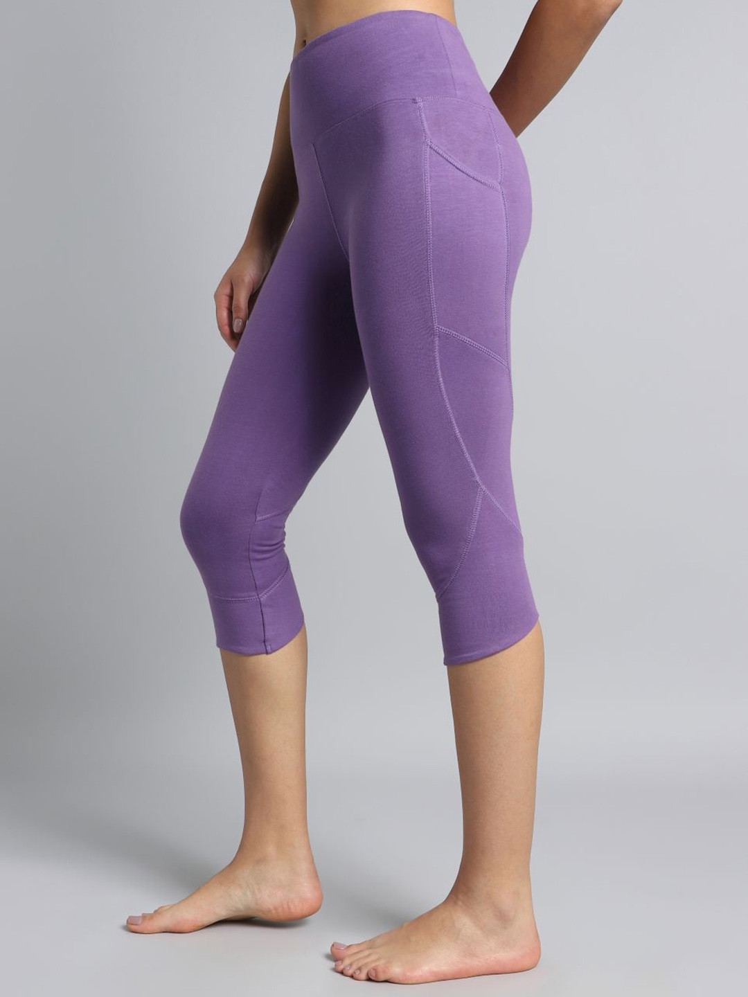 CULT Women Purple Yoga Flow Cotton cropped Tights