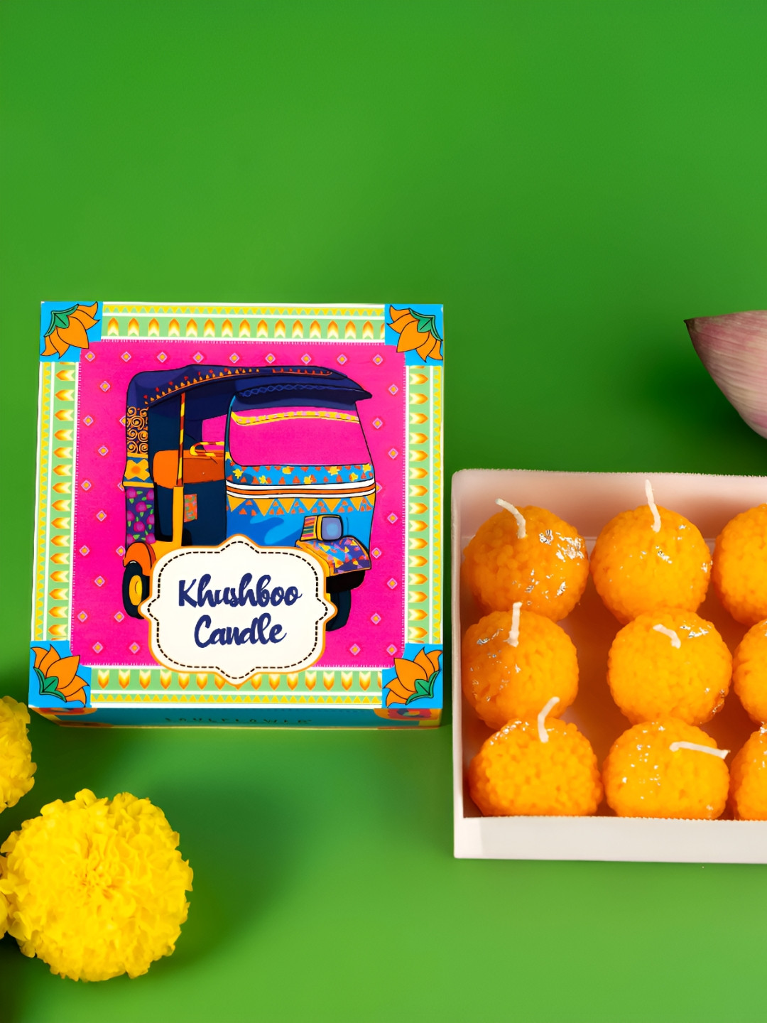 Soulflower Orange 9 Pieces Tea Light Candles